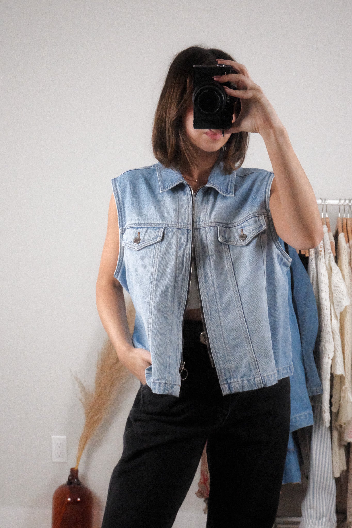 Vintage x Cotton Denim Zip Up Vest (XL)