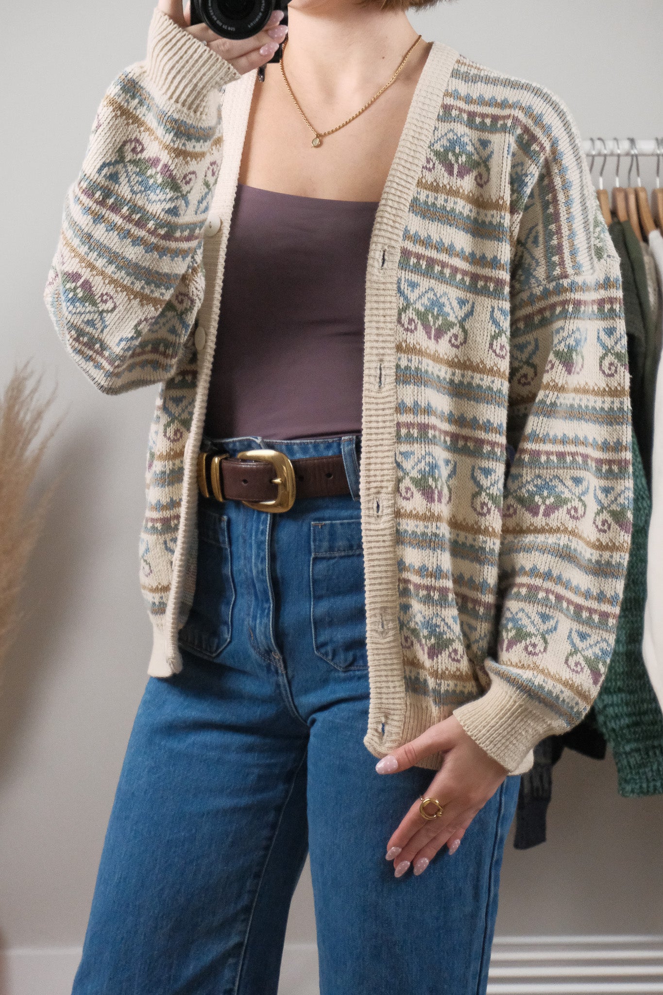 Made in Portugal x Vintage x Cotton Patterned Cardigan (L)