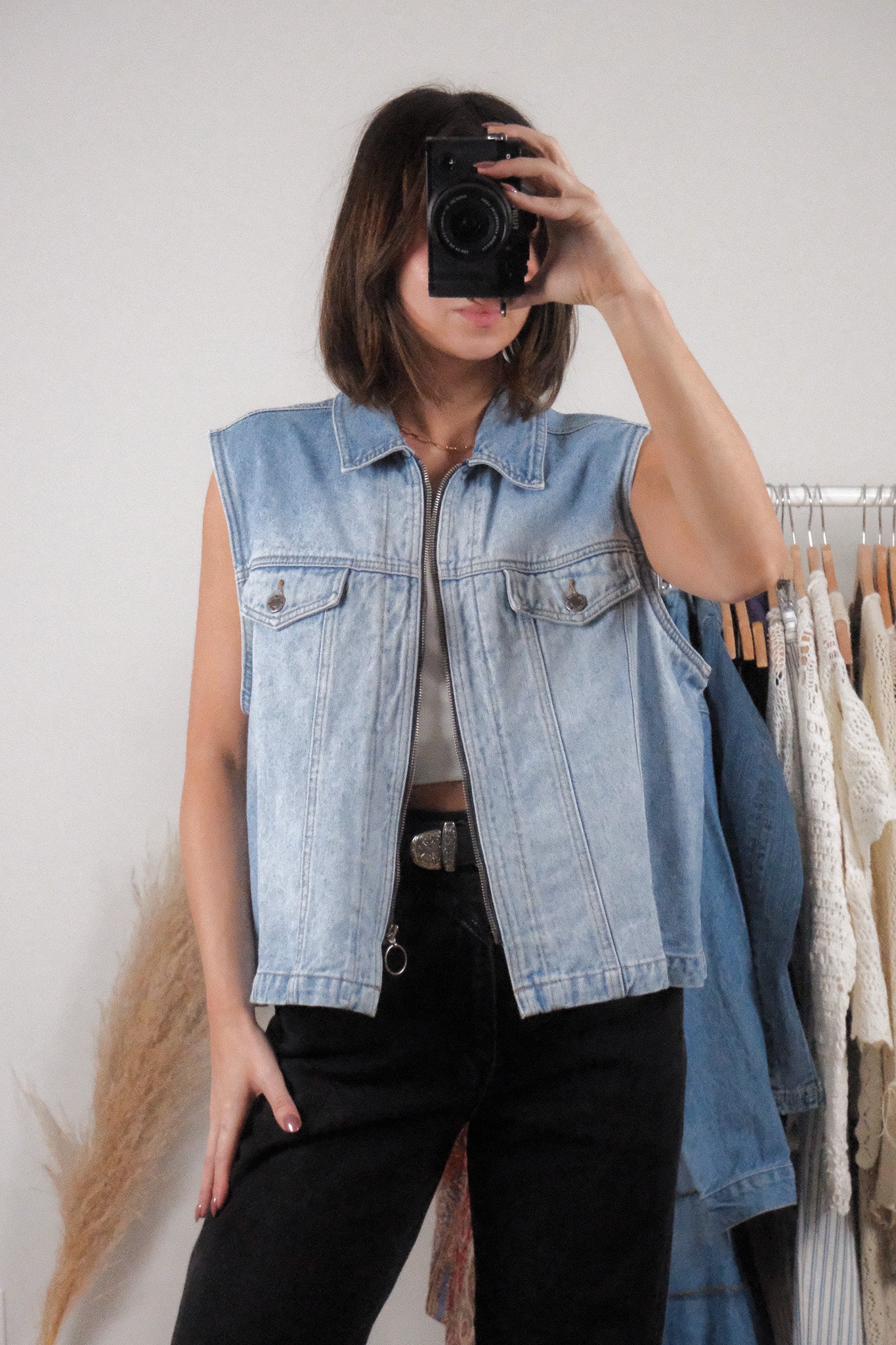 Vintage x Cotton Denim Zip Up Vest (XL)
