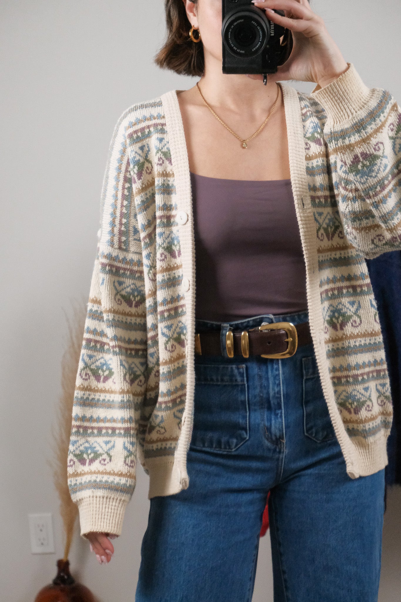 Made in Portugal x Vintage x Cotton Patterned Cardigan (L)