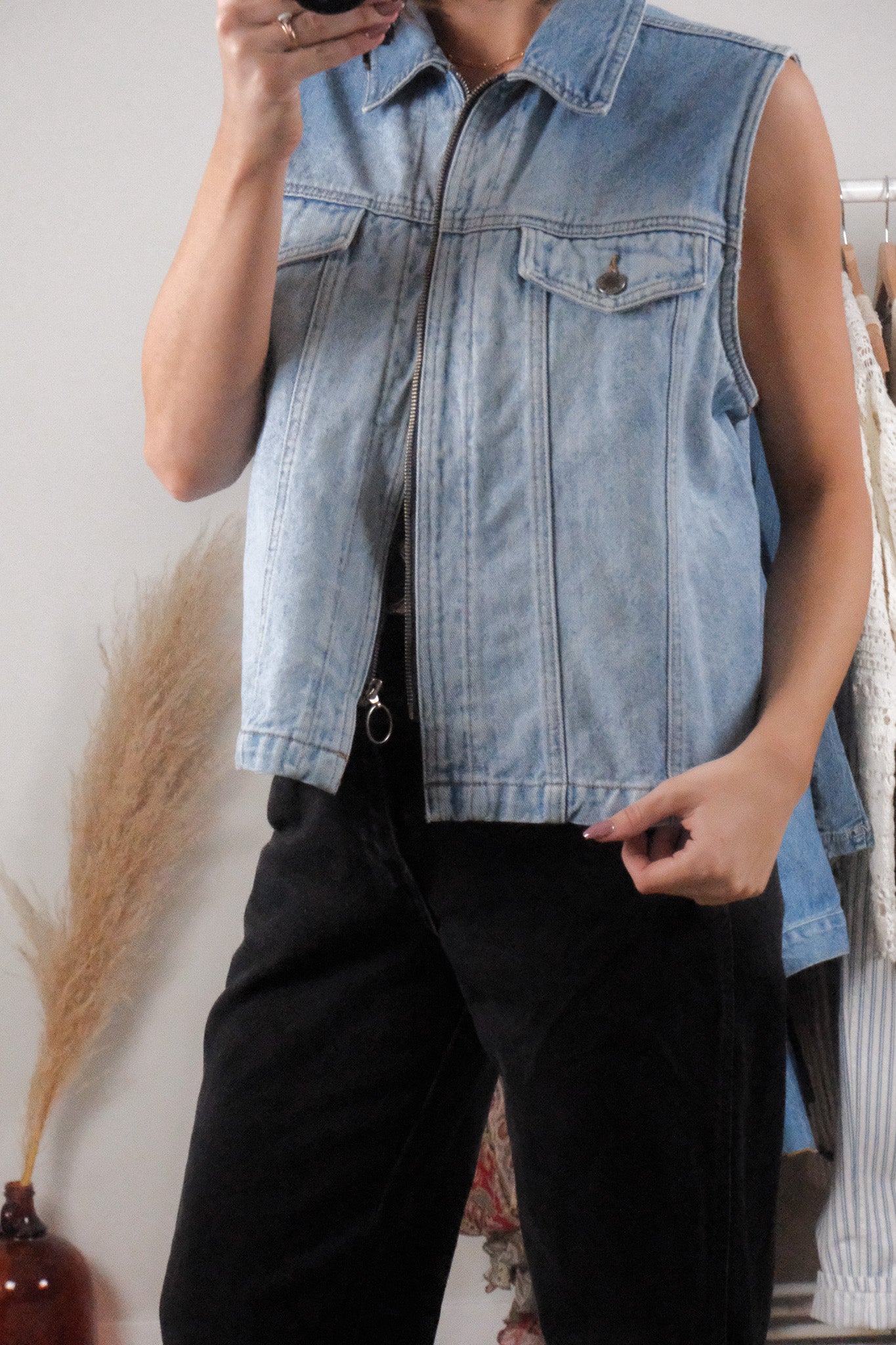 Vintage x Cotton Denim Zip Up Vest (XL)
