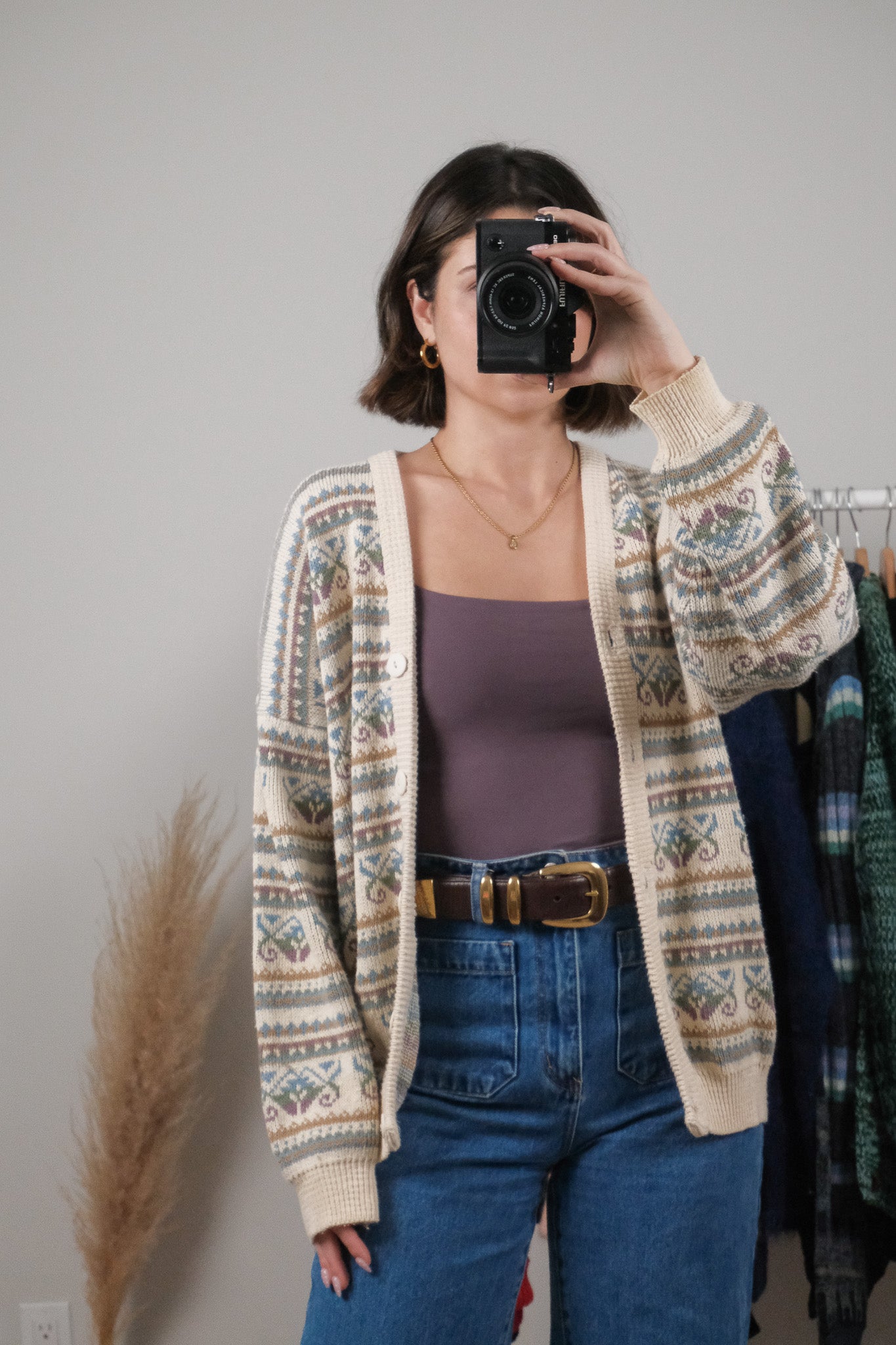 Made in Portugal x Vintage x Cotton Patterned Cardigan (L)