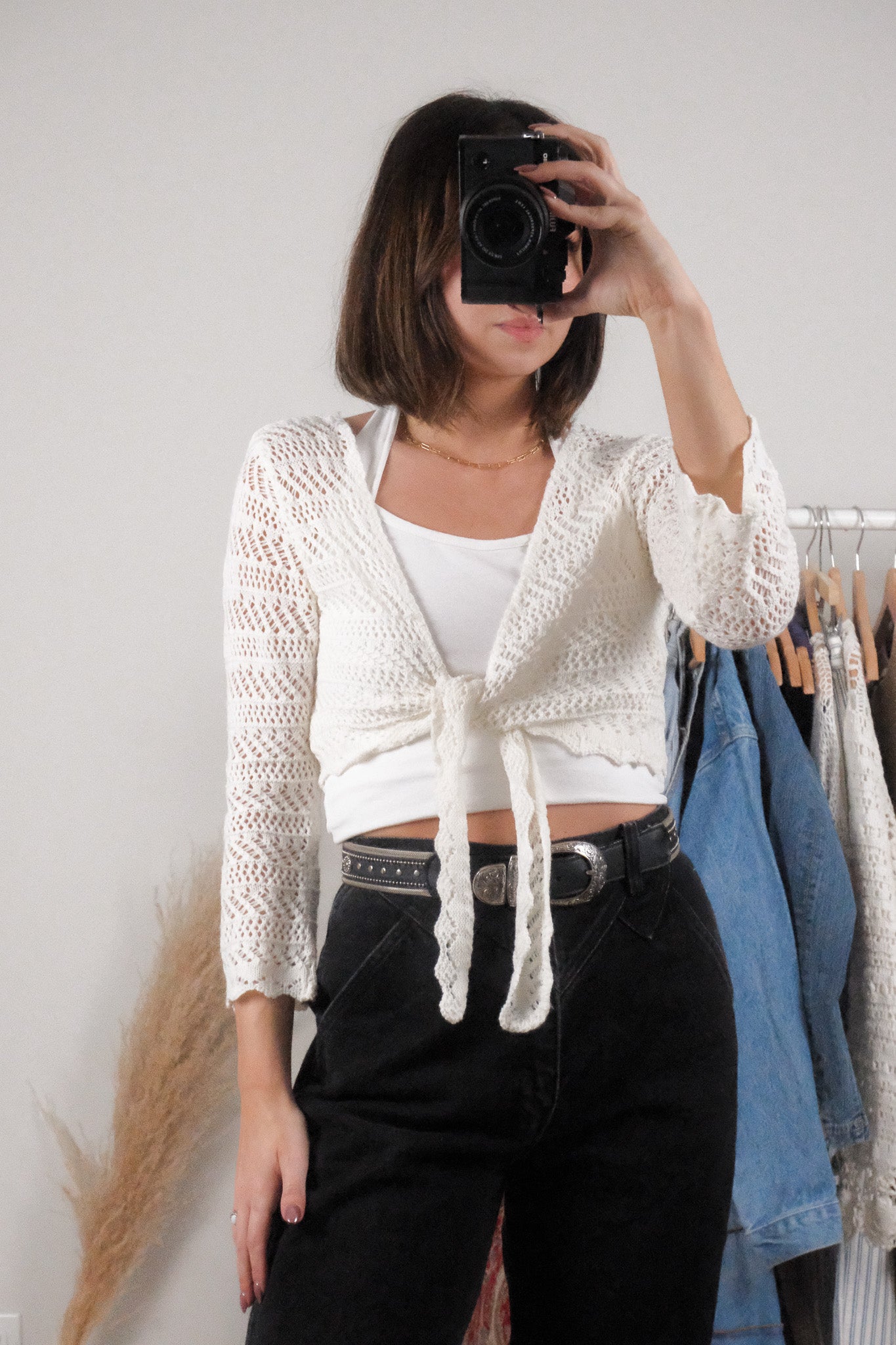 Vintage x Crochet Tie Top (S/M)