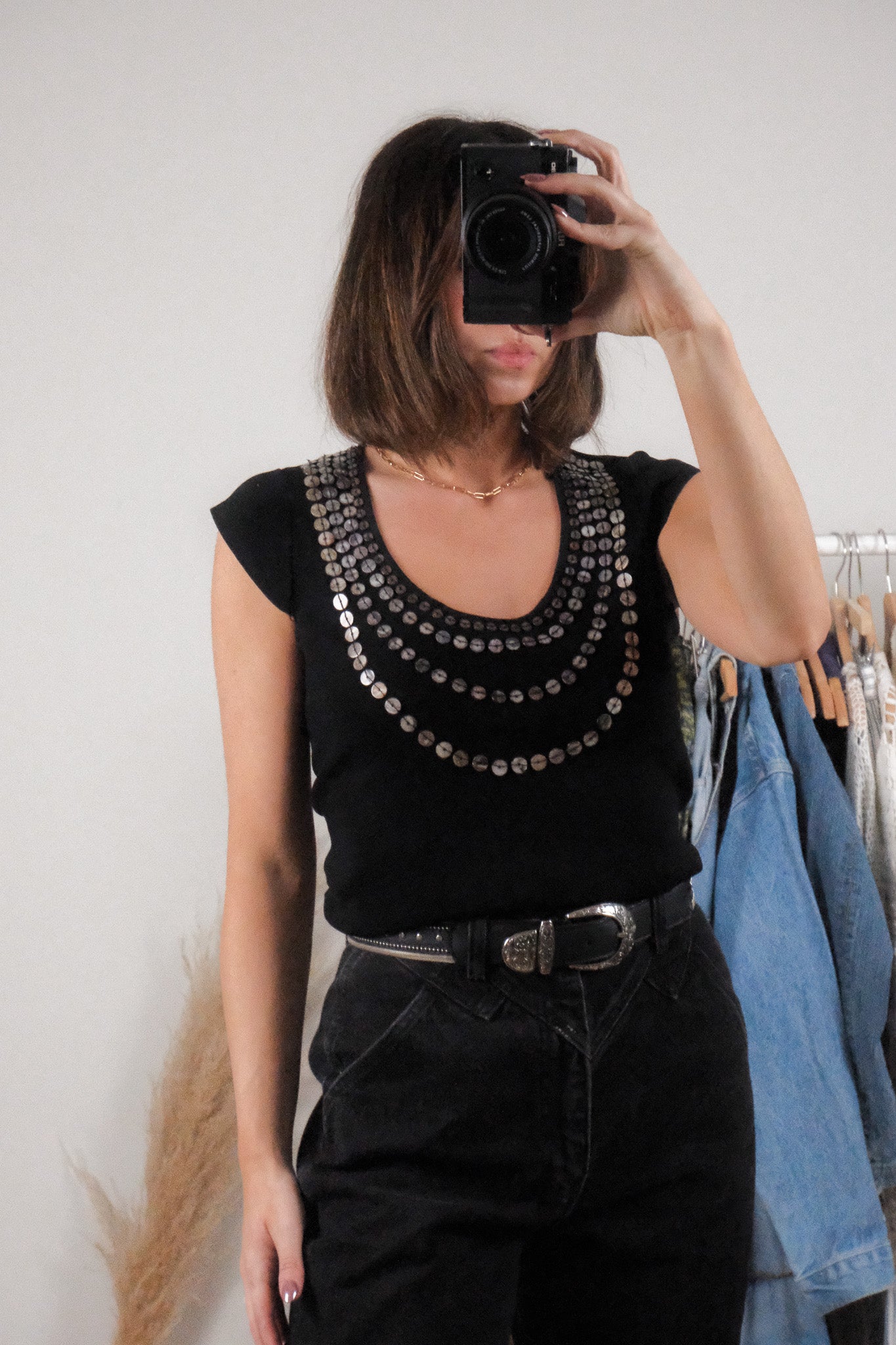 Vintage x Beaded Button Tank (L)