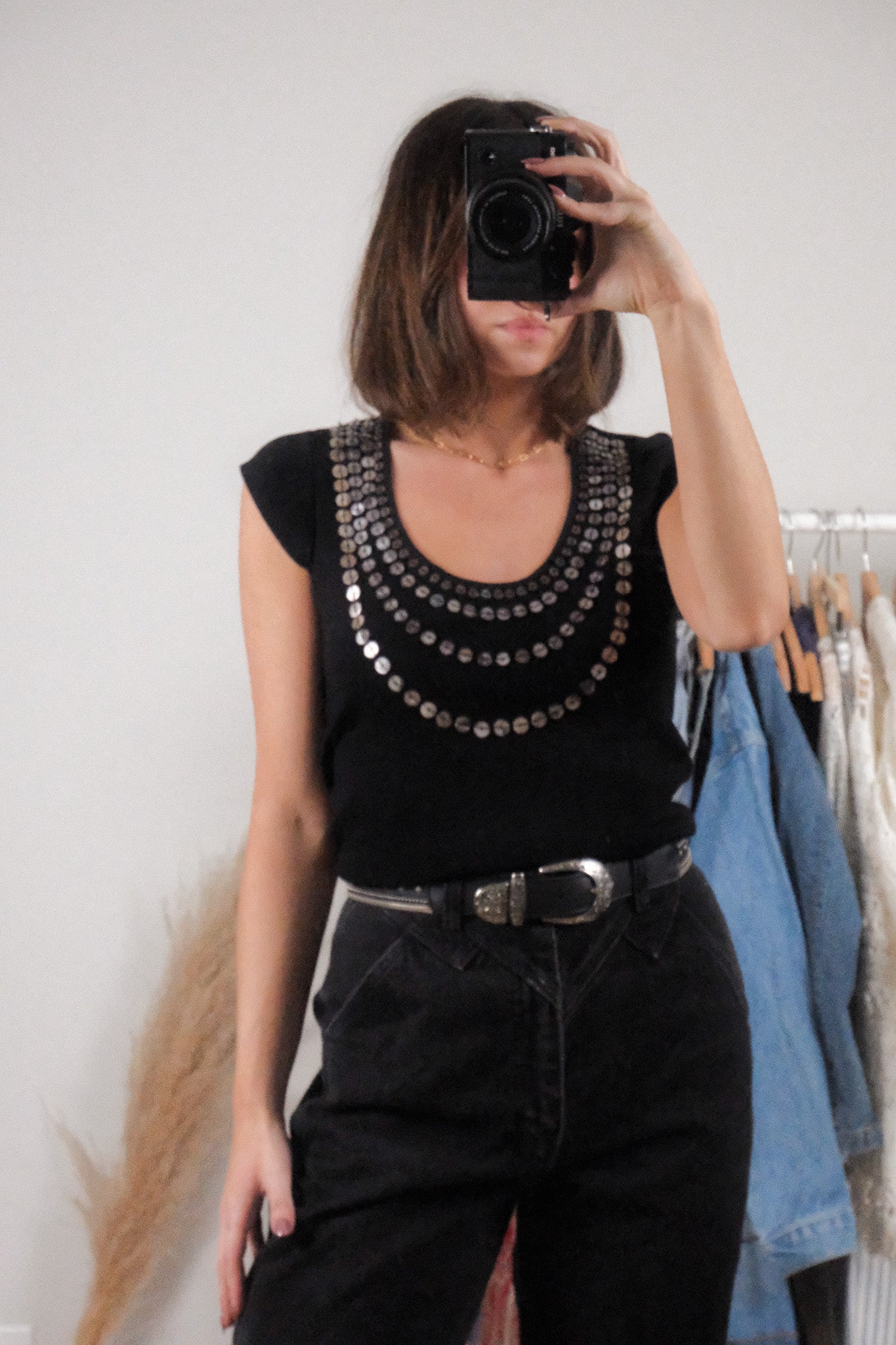 Vintage x Beaded Button Tank (L)
