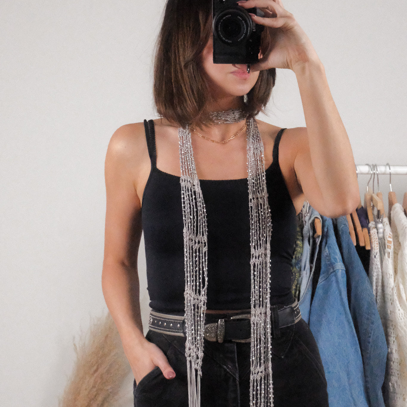 Skinny Beaded Scarf