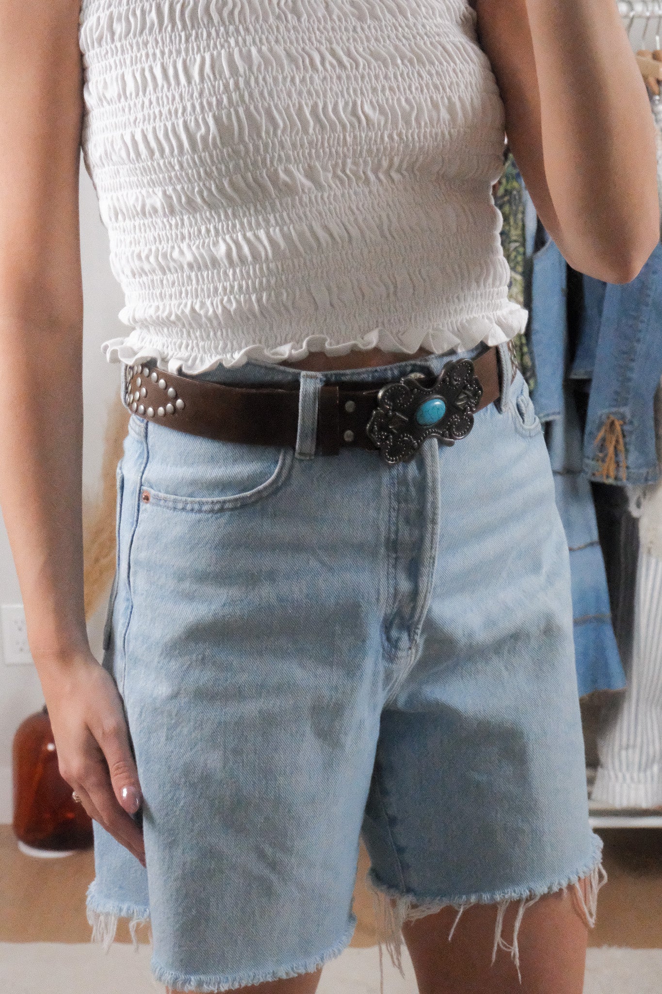Vintage x Faux Leather Studded Belt (L/XL)