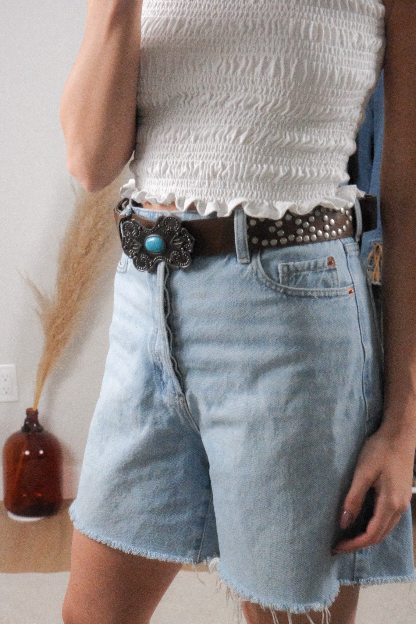 Vintage x Faux Leather Studded Belt (L/XL)