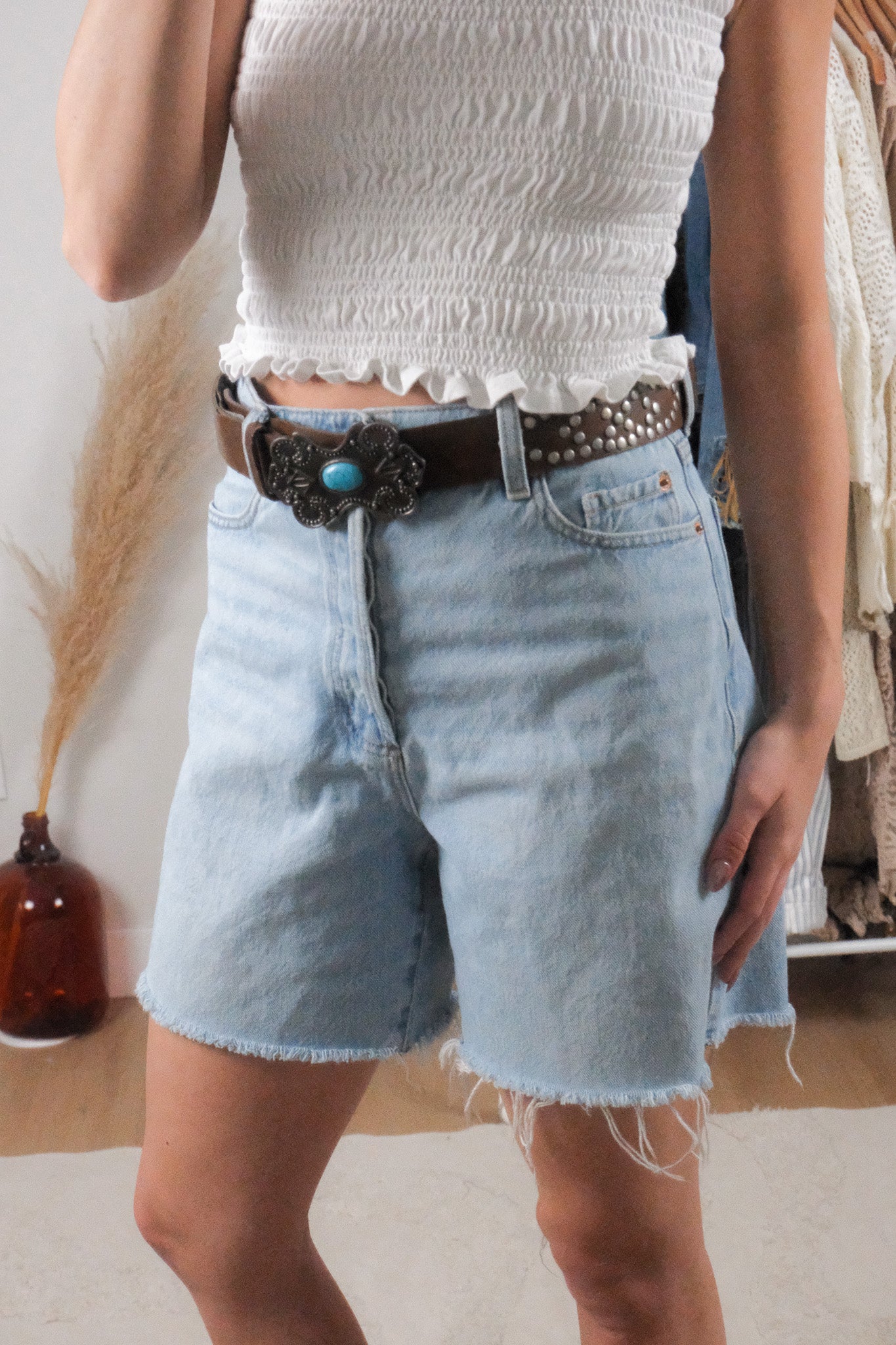 Vintage x Faux Leather Studded Belt (L/XL)