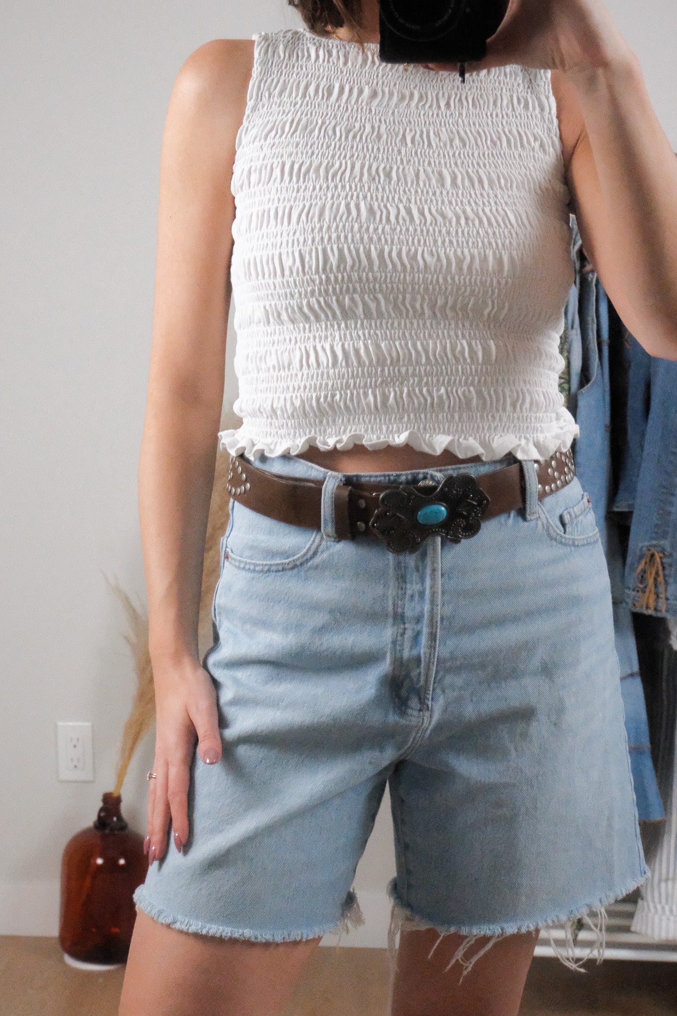 Vintage x Faux Leather Studded Belt (L/XL)