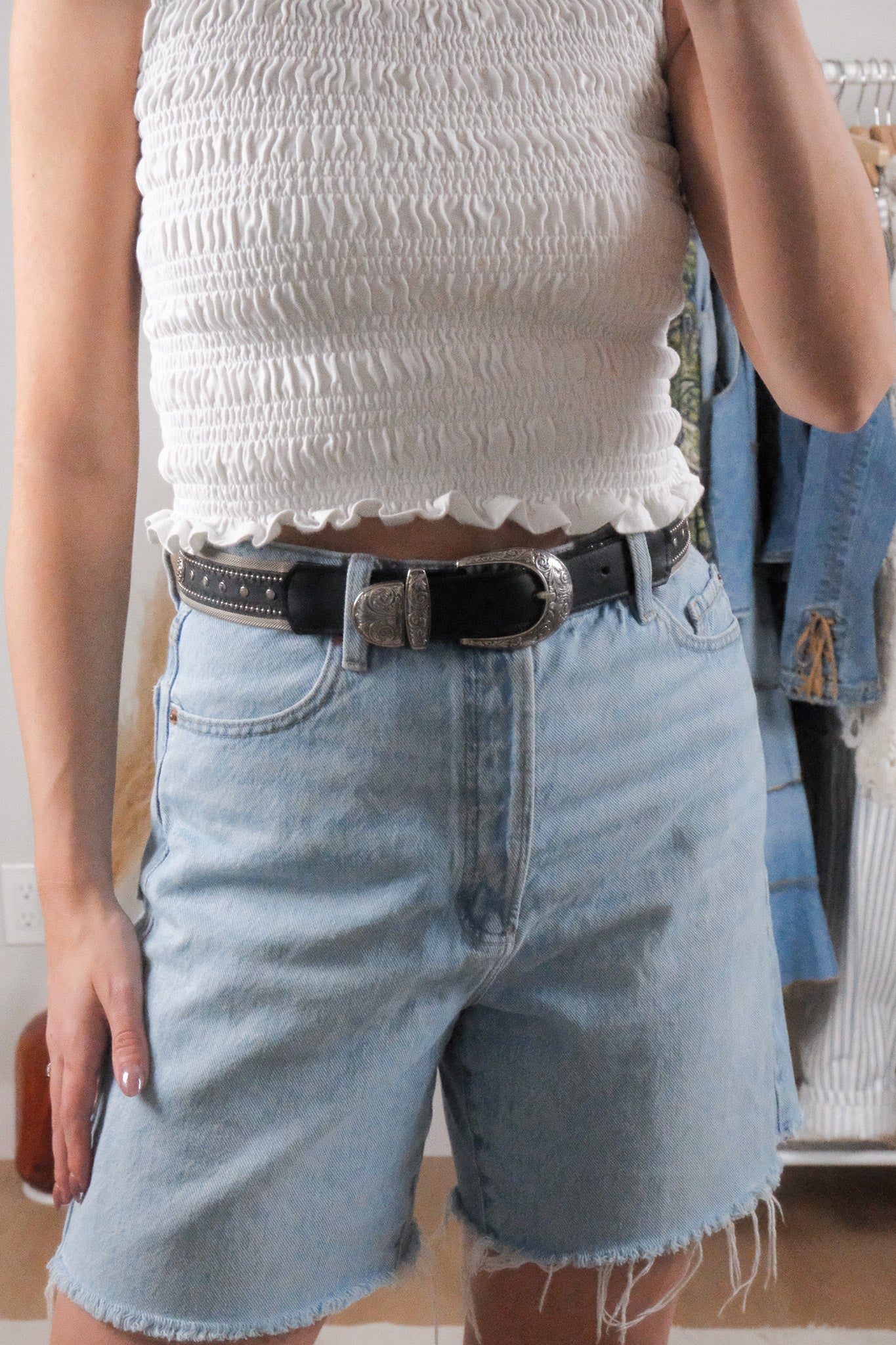 Vintage x Leather/Silver Belt (XS/S)