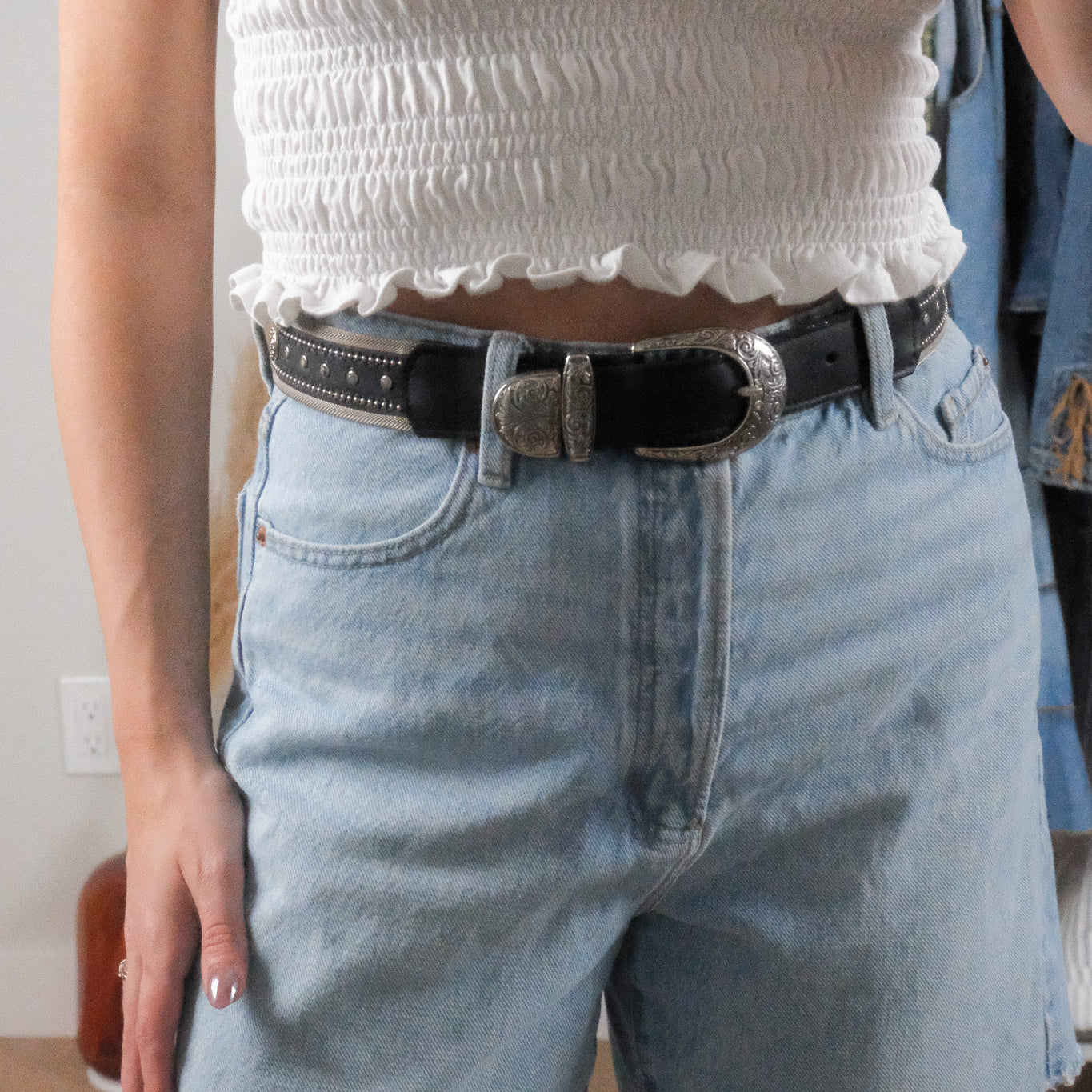 Vintage x Leather/Silver Belt (XS/S)