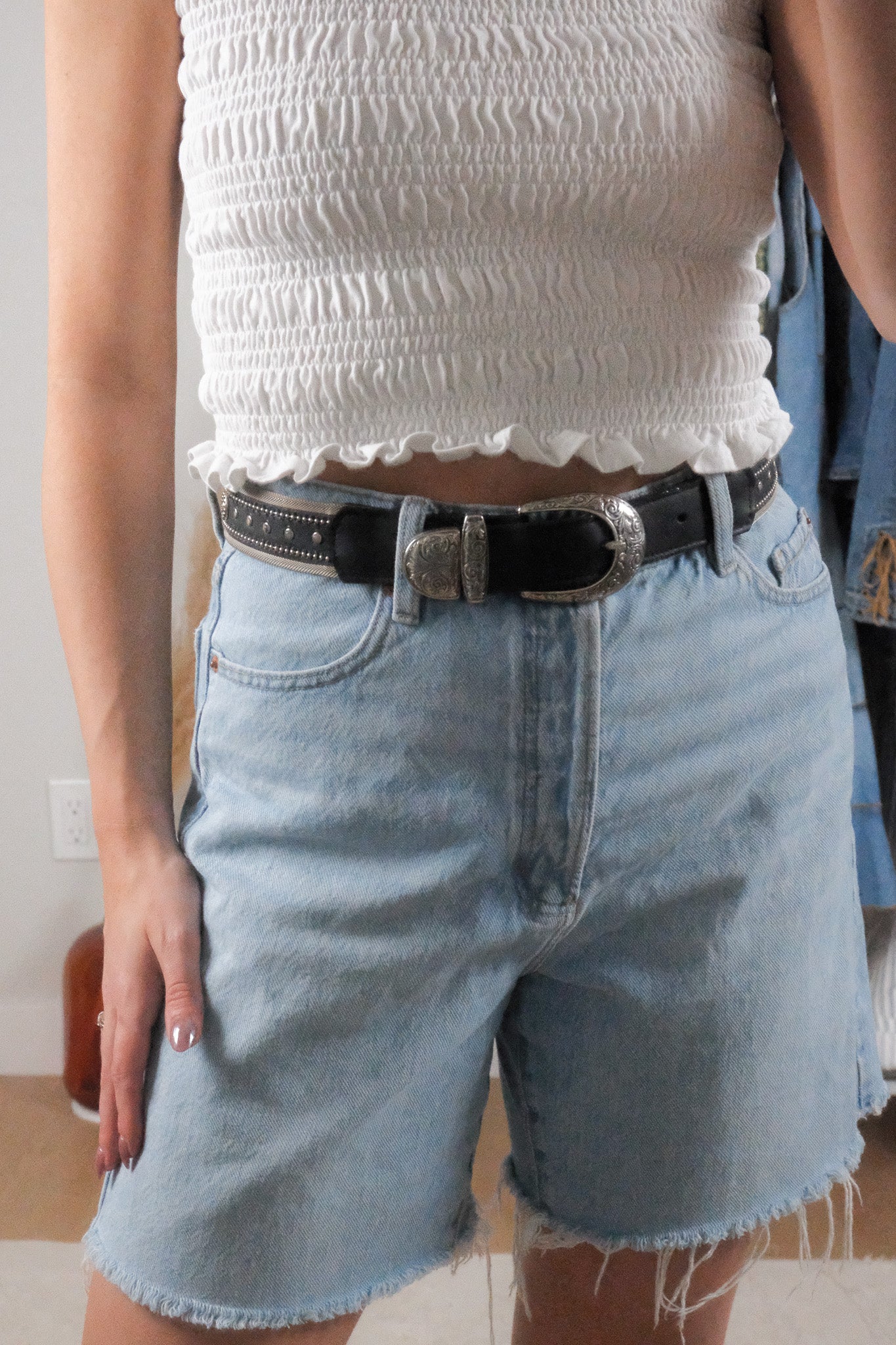 Vintage x Leather/Silver Belt (XS/S)