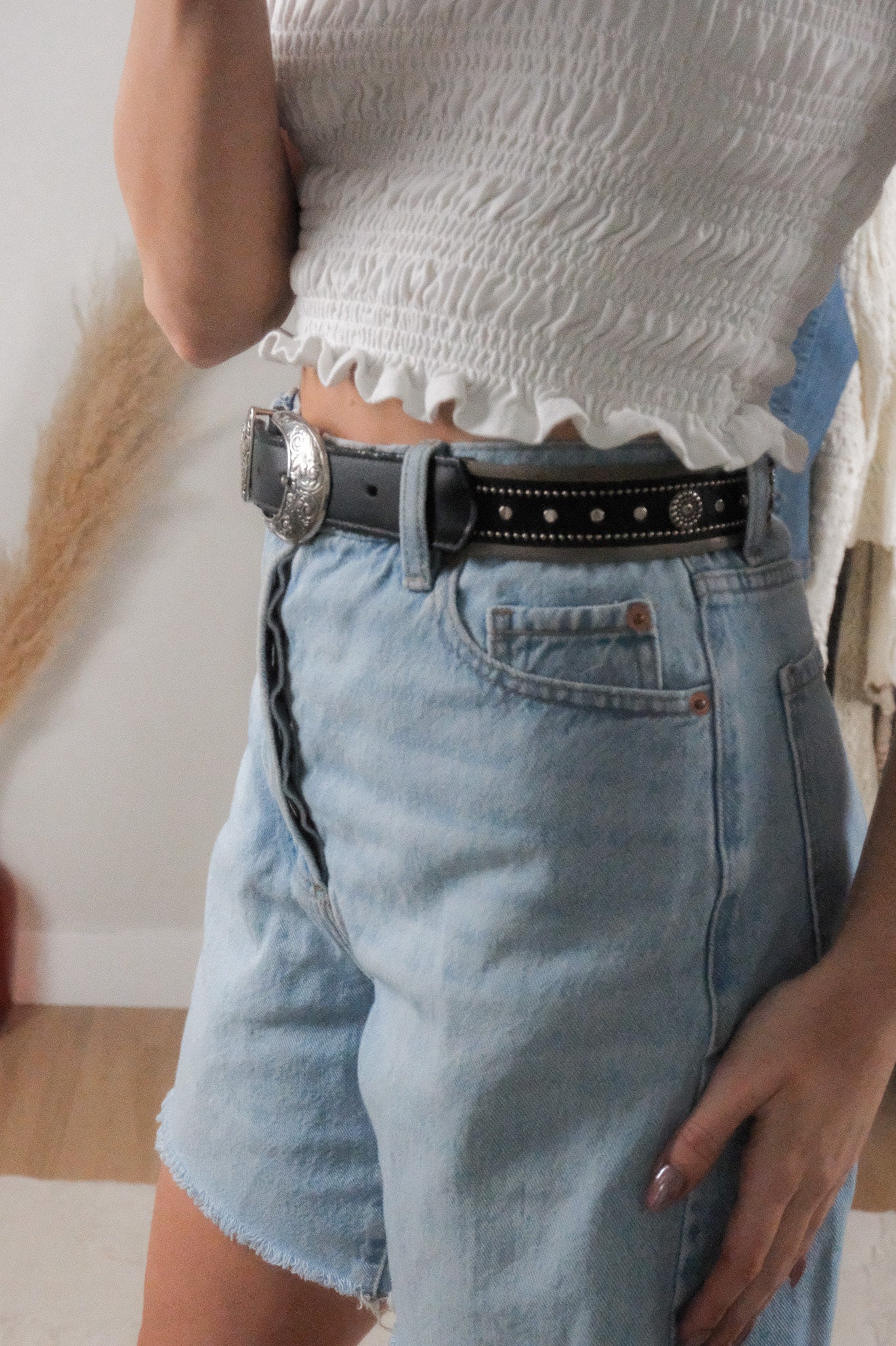 Vintage x Leather/Silver Belt (XS/S)