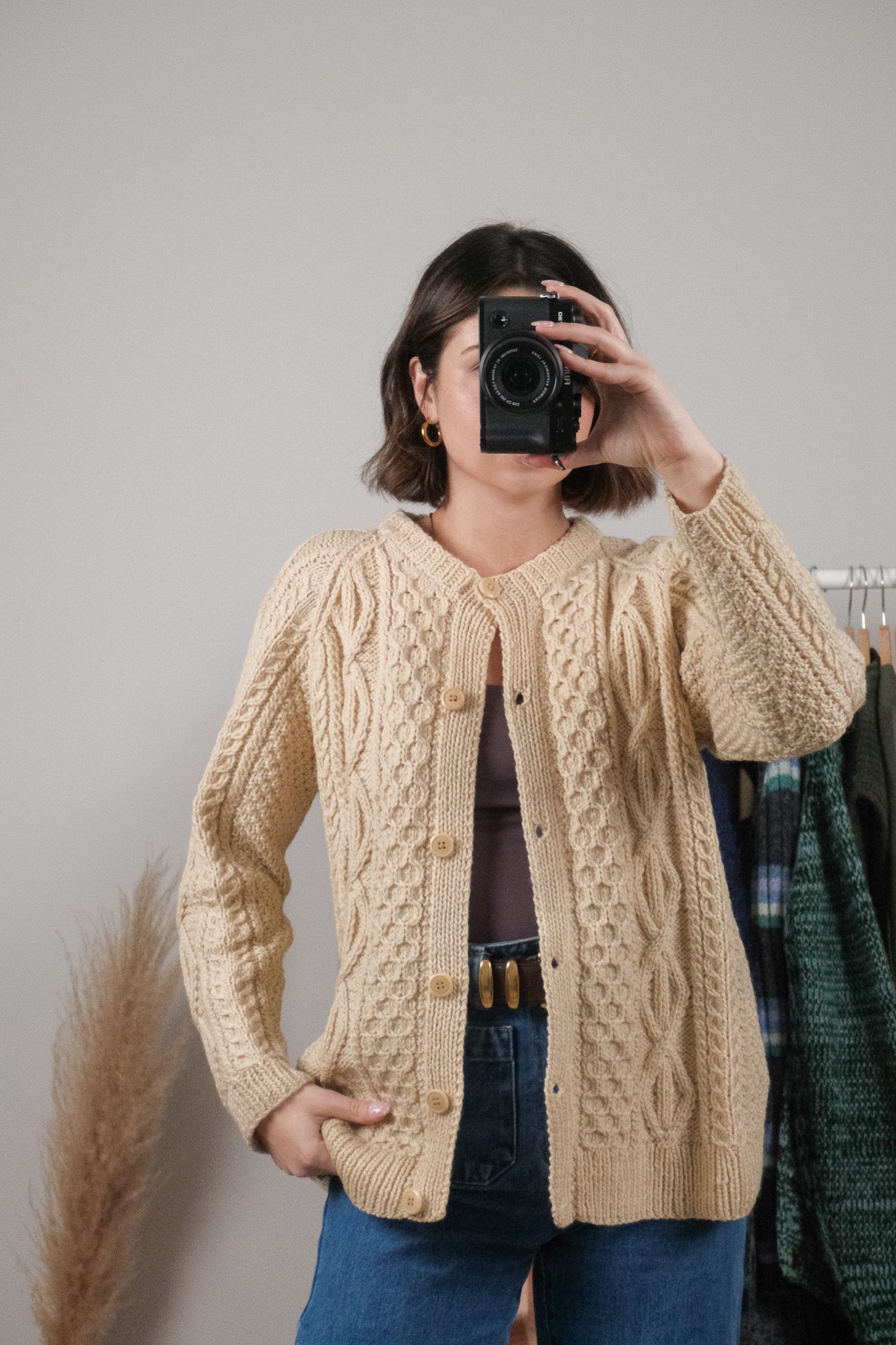 Vintage x Handmade Wool Chunky Knit Cardigan (M)