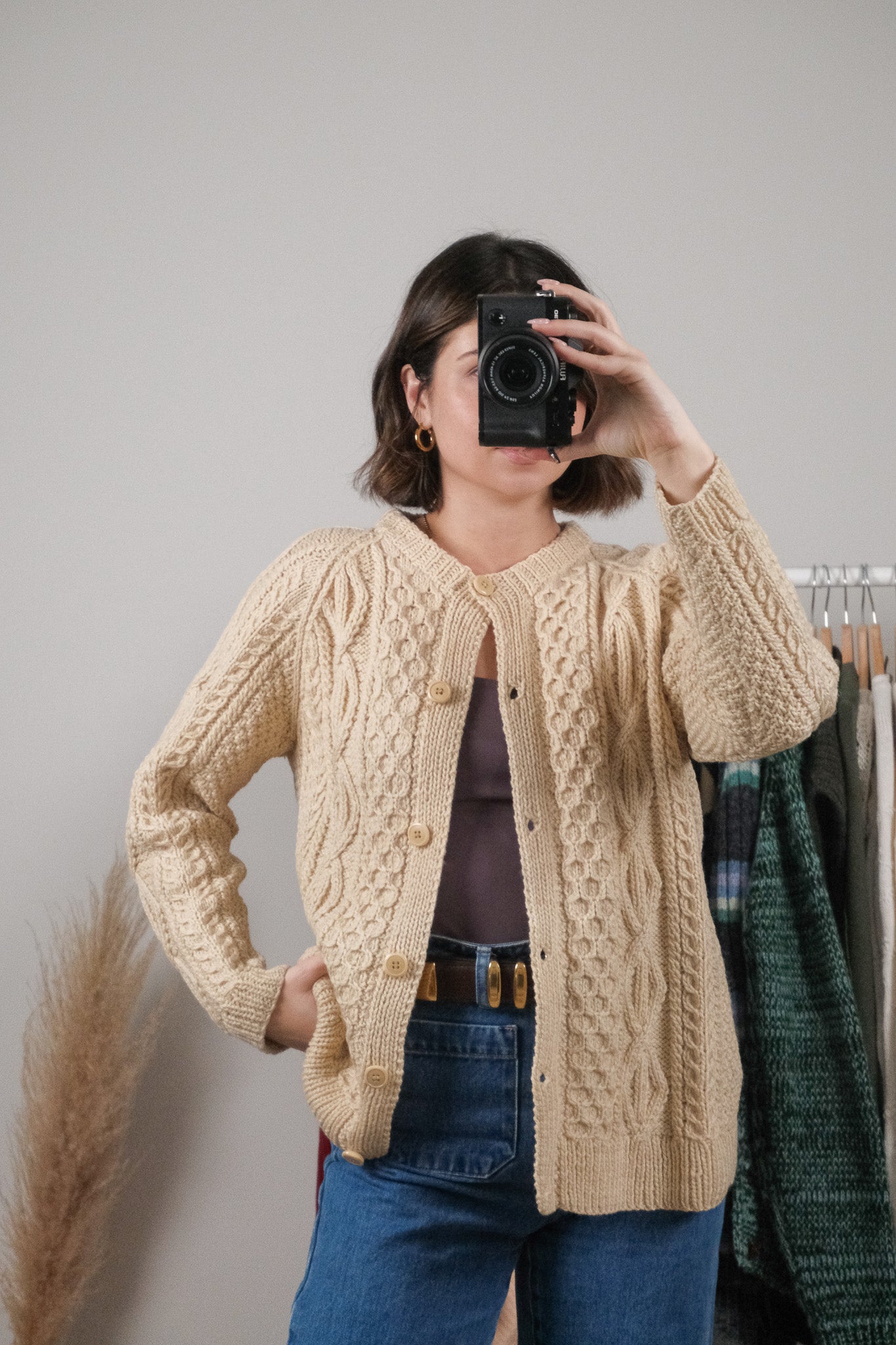 Vintage x Handmade Wool Chunky Knit Cardigan (M)