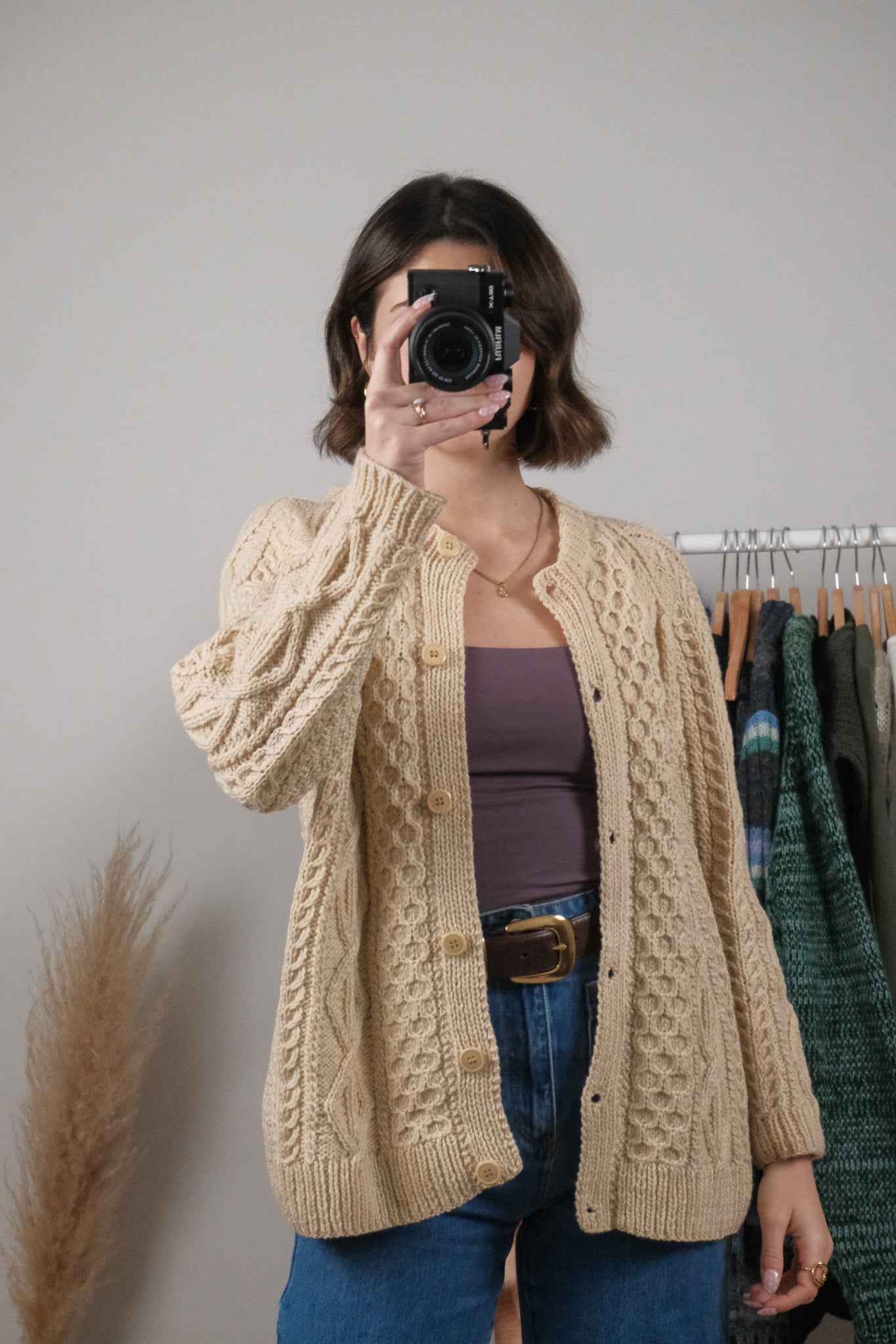 Vintage x Handmade Wool Chunky Knit Cardigan (M)