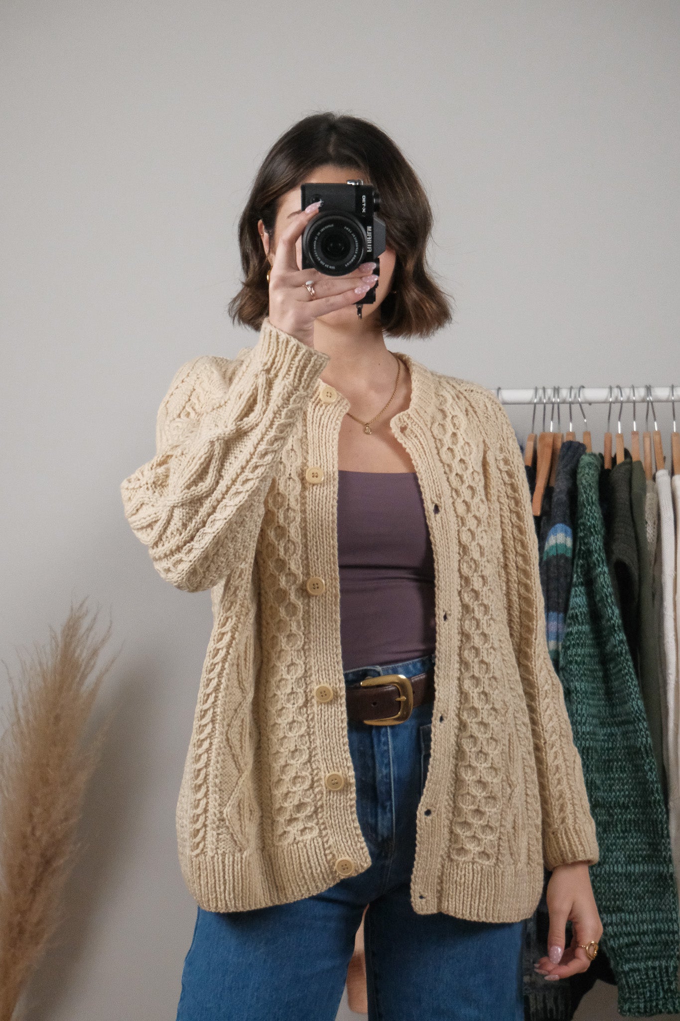 Vintage x Handmade Wool Chunky Knit Cardigan (M)