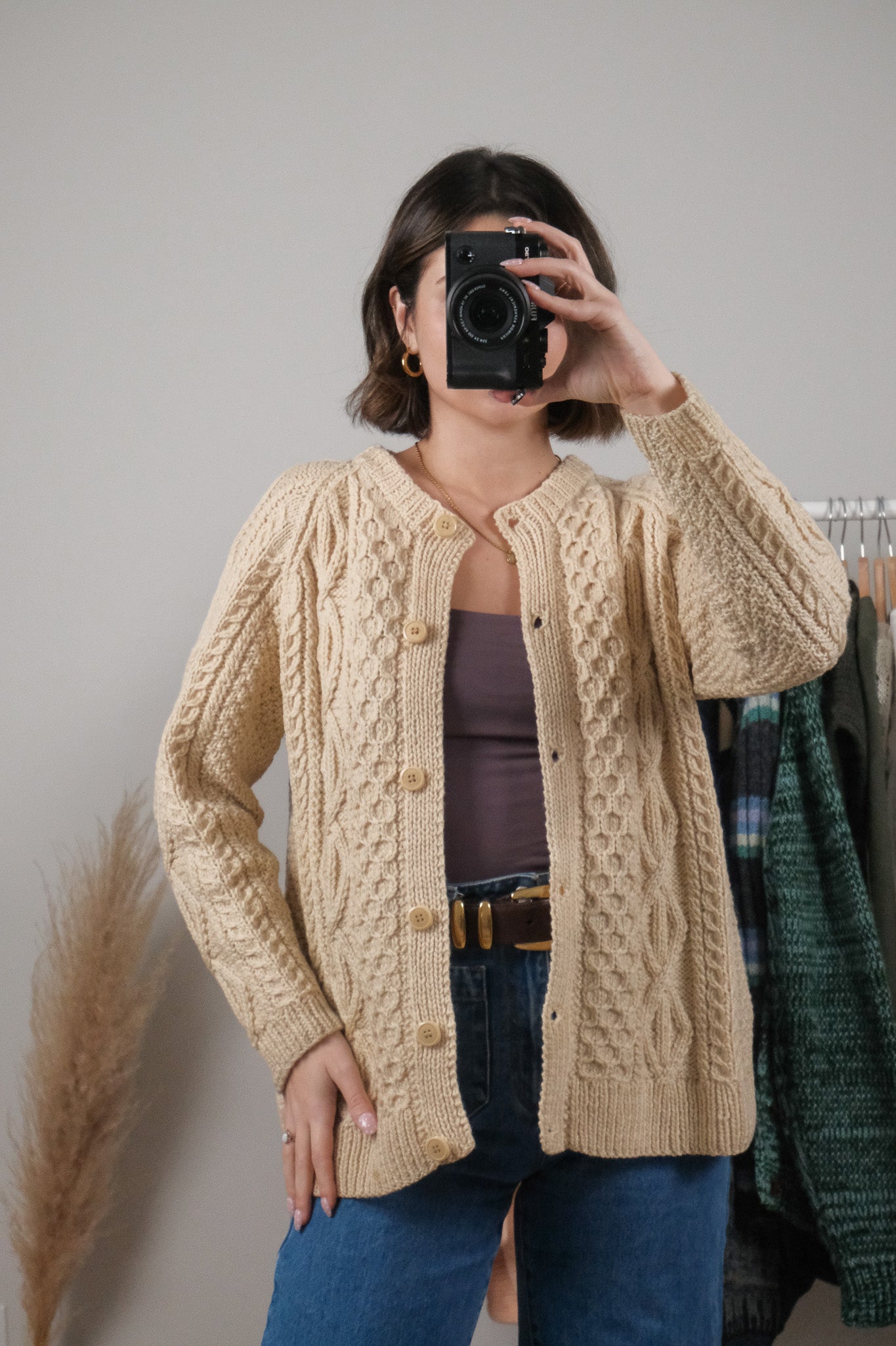 Vintage x Handmade Wool Chunky Knit Cardigan (M)