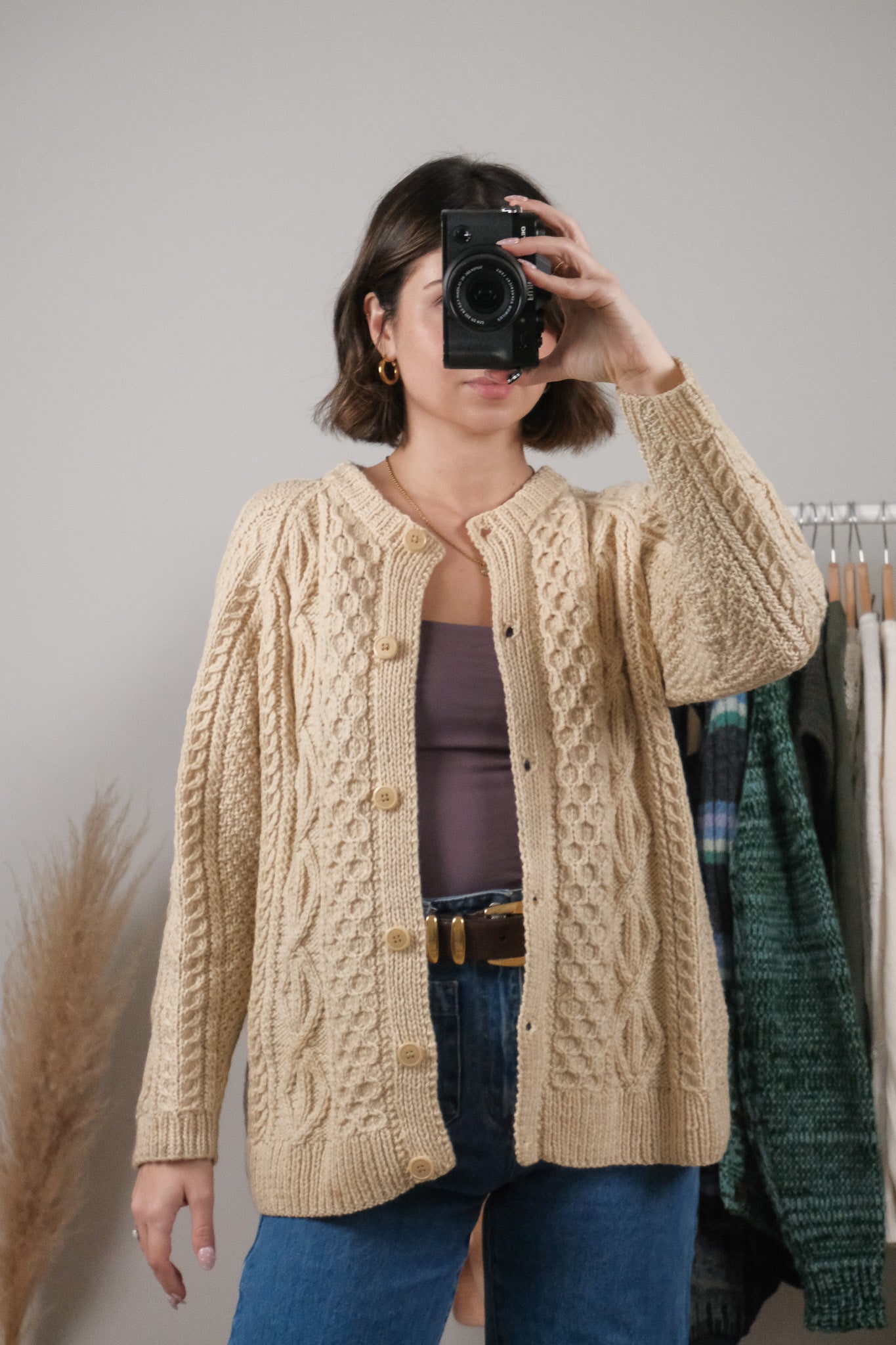 Vintage x Handmade Wool Chunky Knit Cardigan (M)