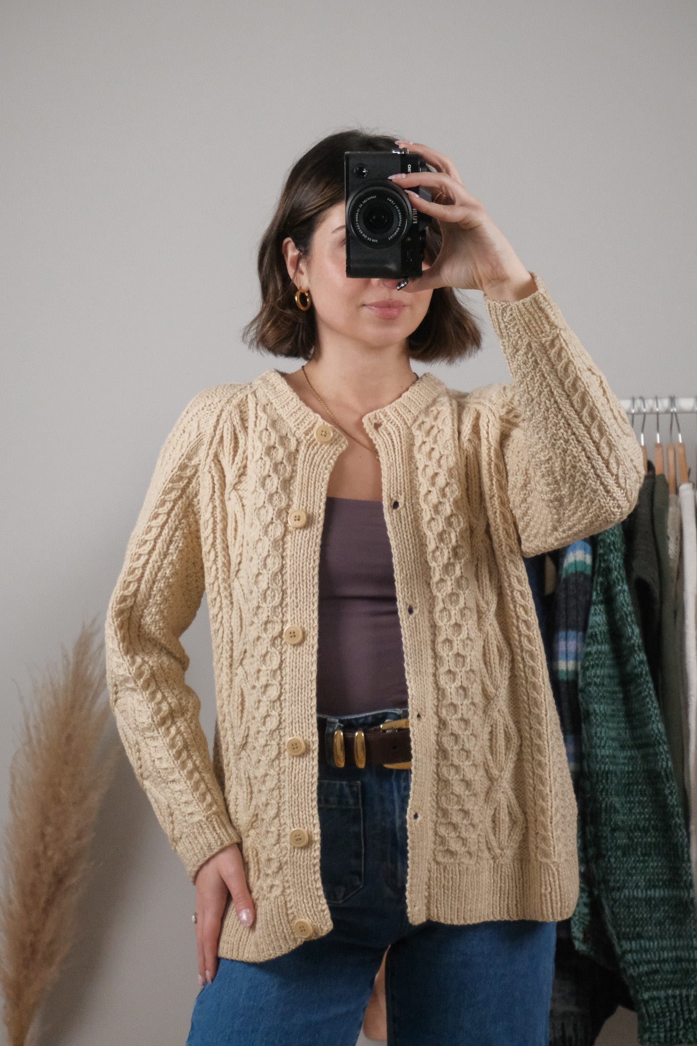 Vintage x Handmade Wool Chunky Knit Cardigan (M)