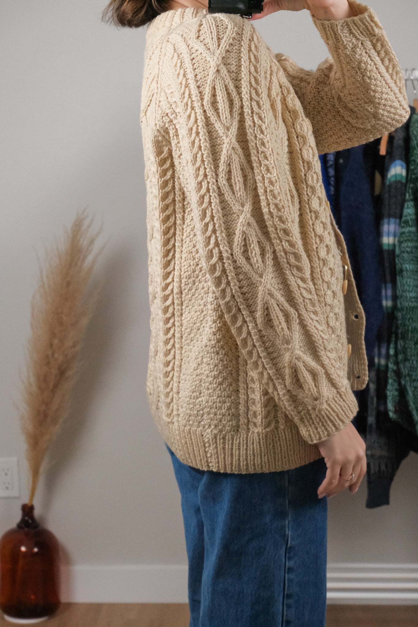Vintage x Handmade Wool Chunky Knit Cardigan (M)