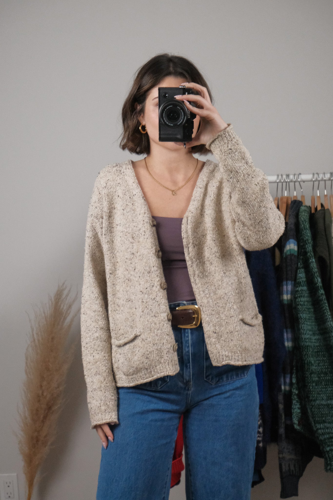 Vintage x Speckled Knit Cardigan (M)