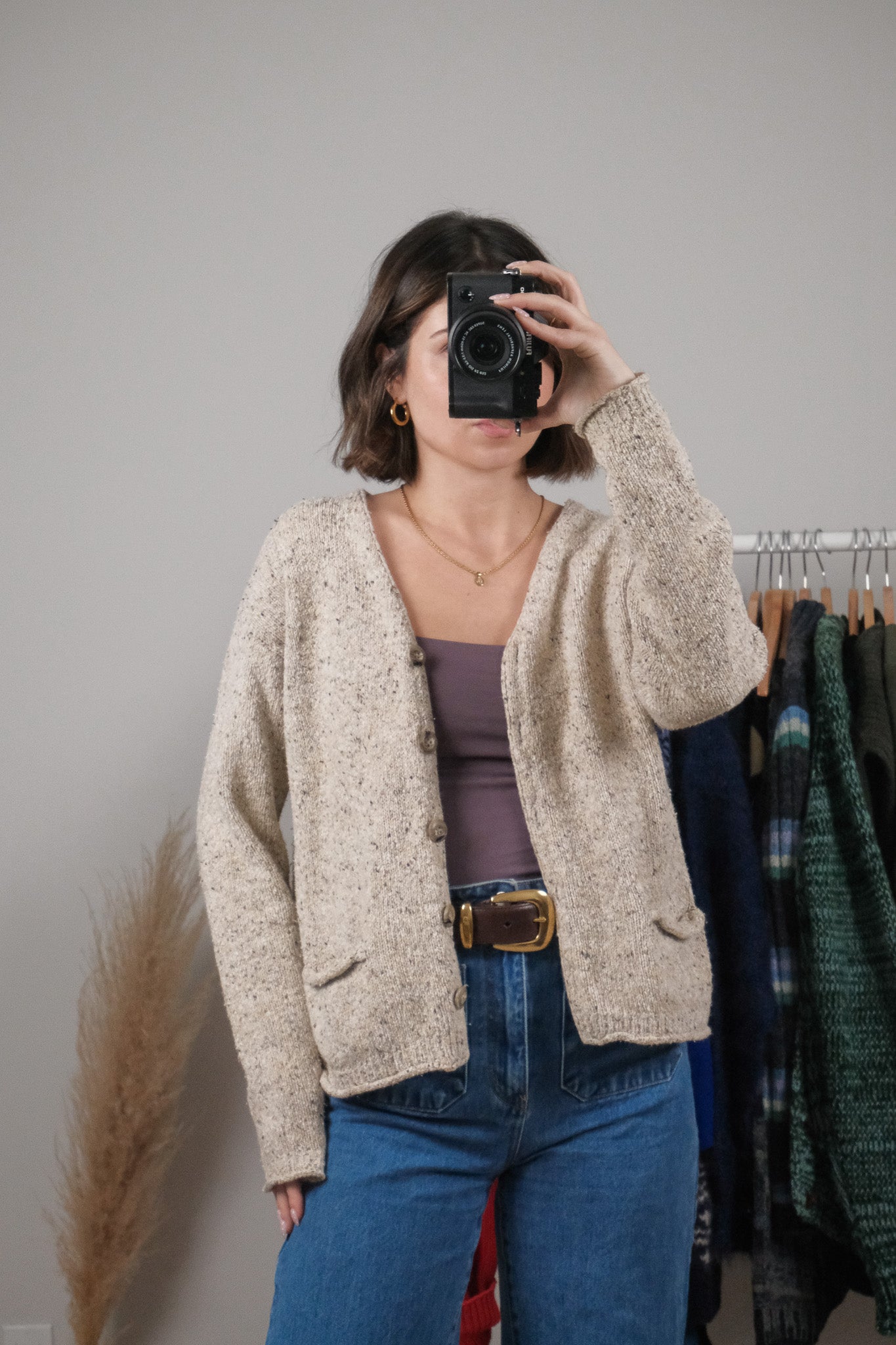 Vintage x Speckled Knit Cardigan (M)