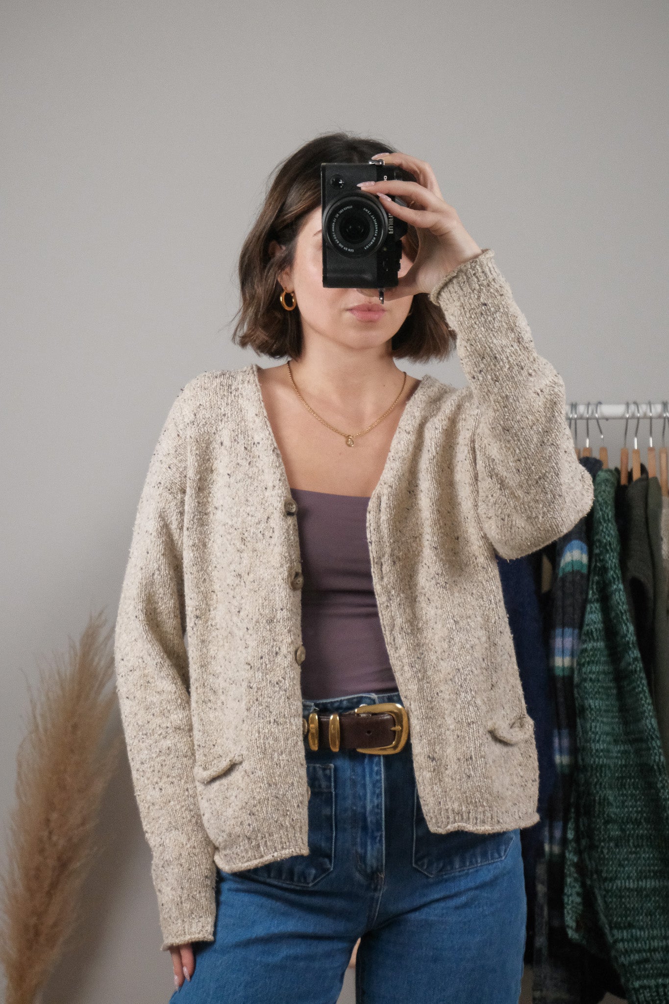 Vintage x Speckled Knit Cardigan (M)
