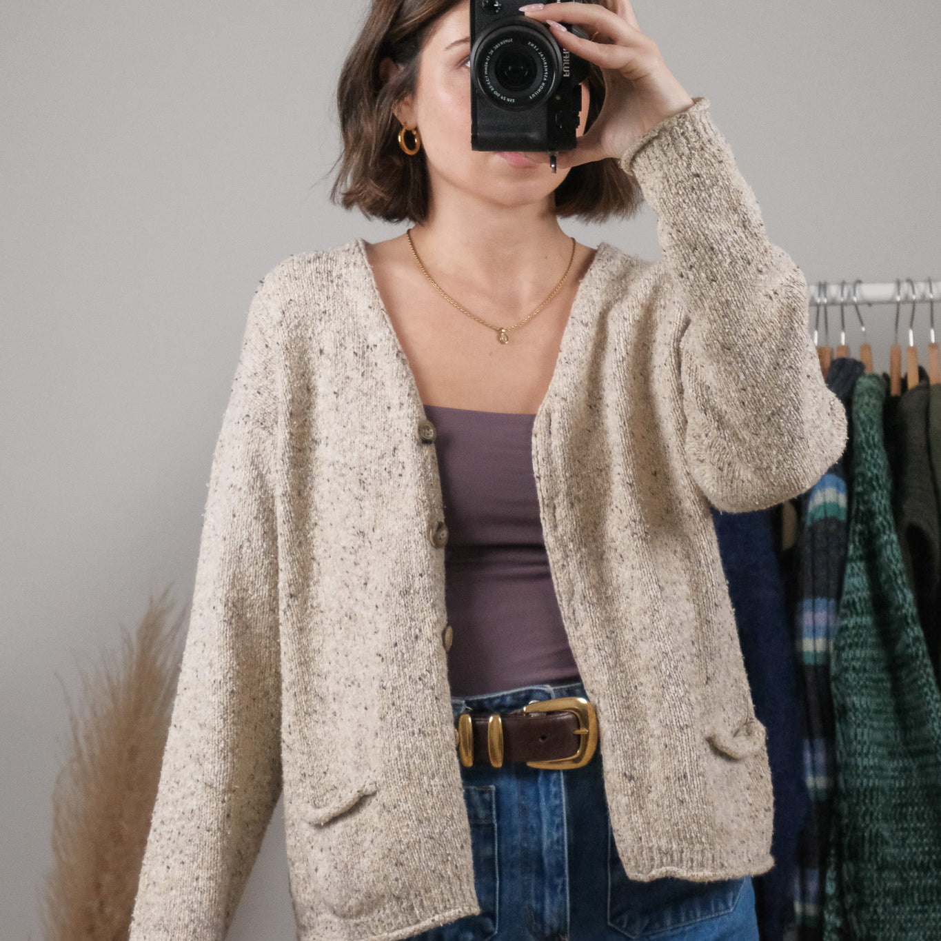 Vintage x Speckled Knit Cardigan (M)