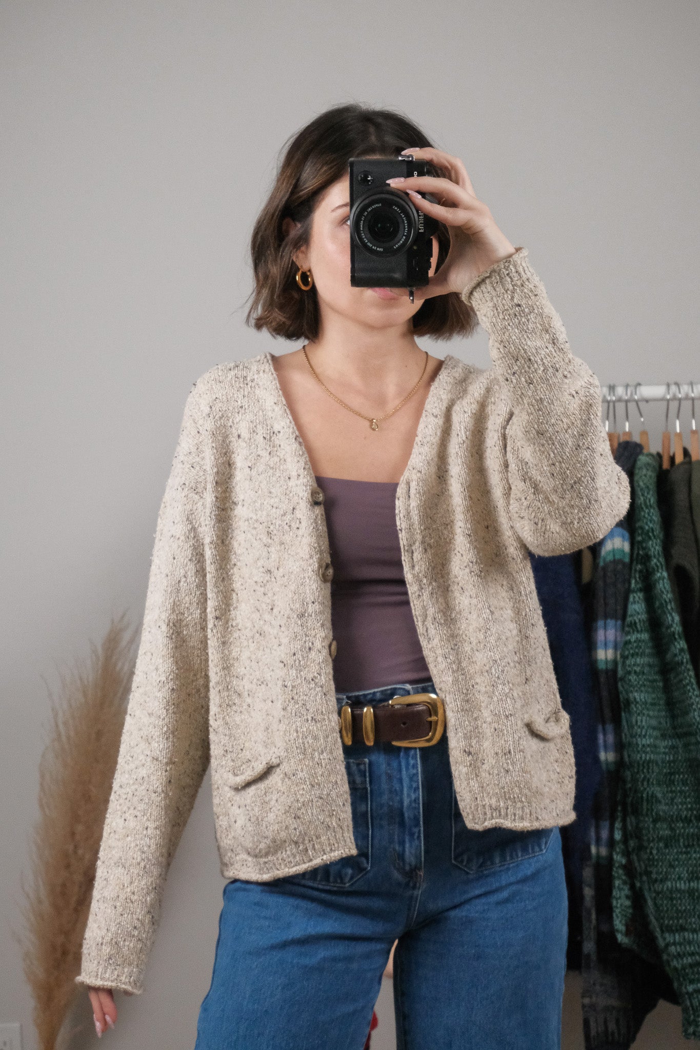 Vintage x Speckled Knit Cardigan (M)