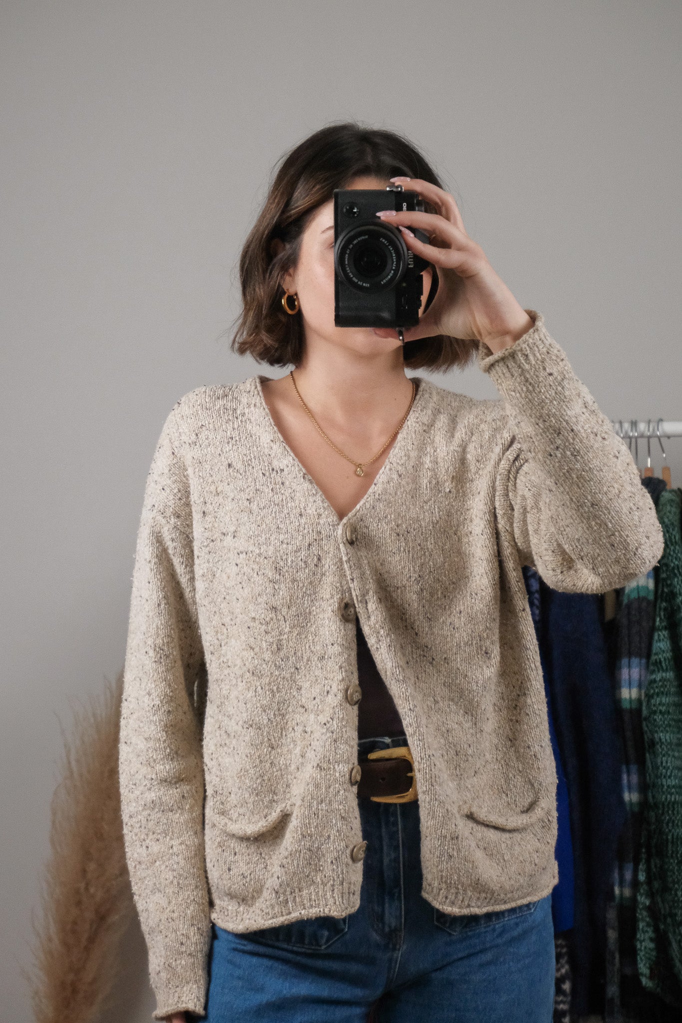 Vintage x Speckled Knit Cardigan (M)