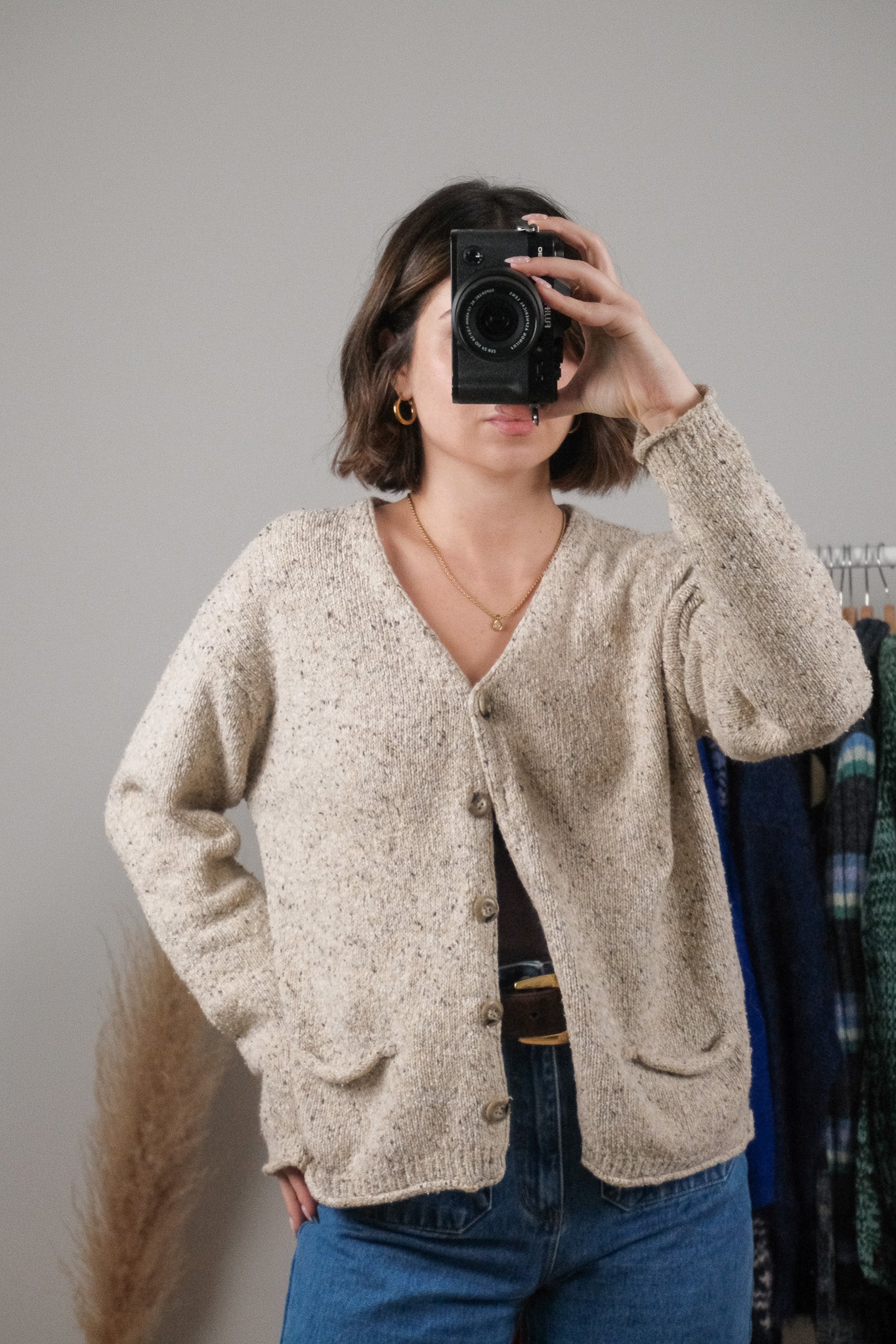 Vintage x Speckled Knit Cardigan (M)