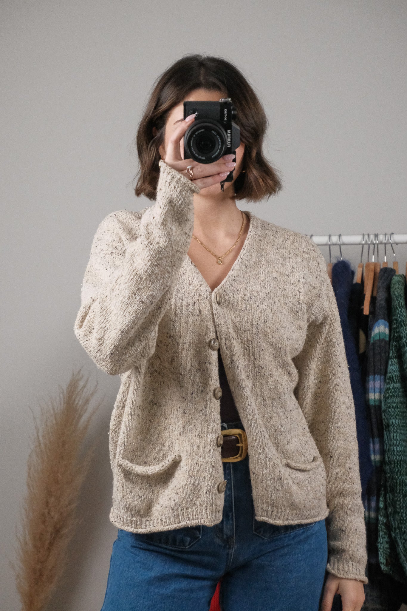 Vintage x Speckled Knit Cardigan (M)