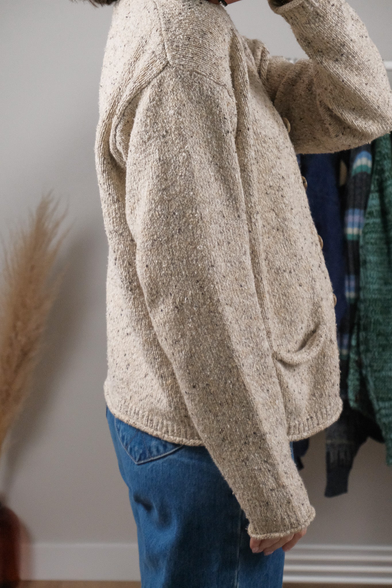 Vintage x Speckled Knit Cardigan (M)