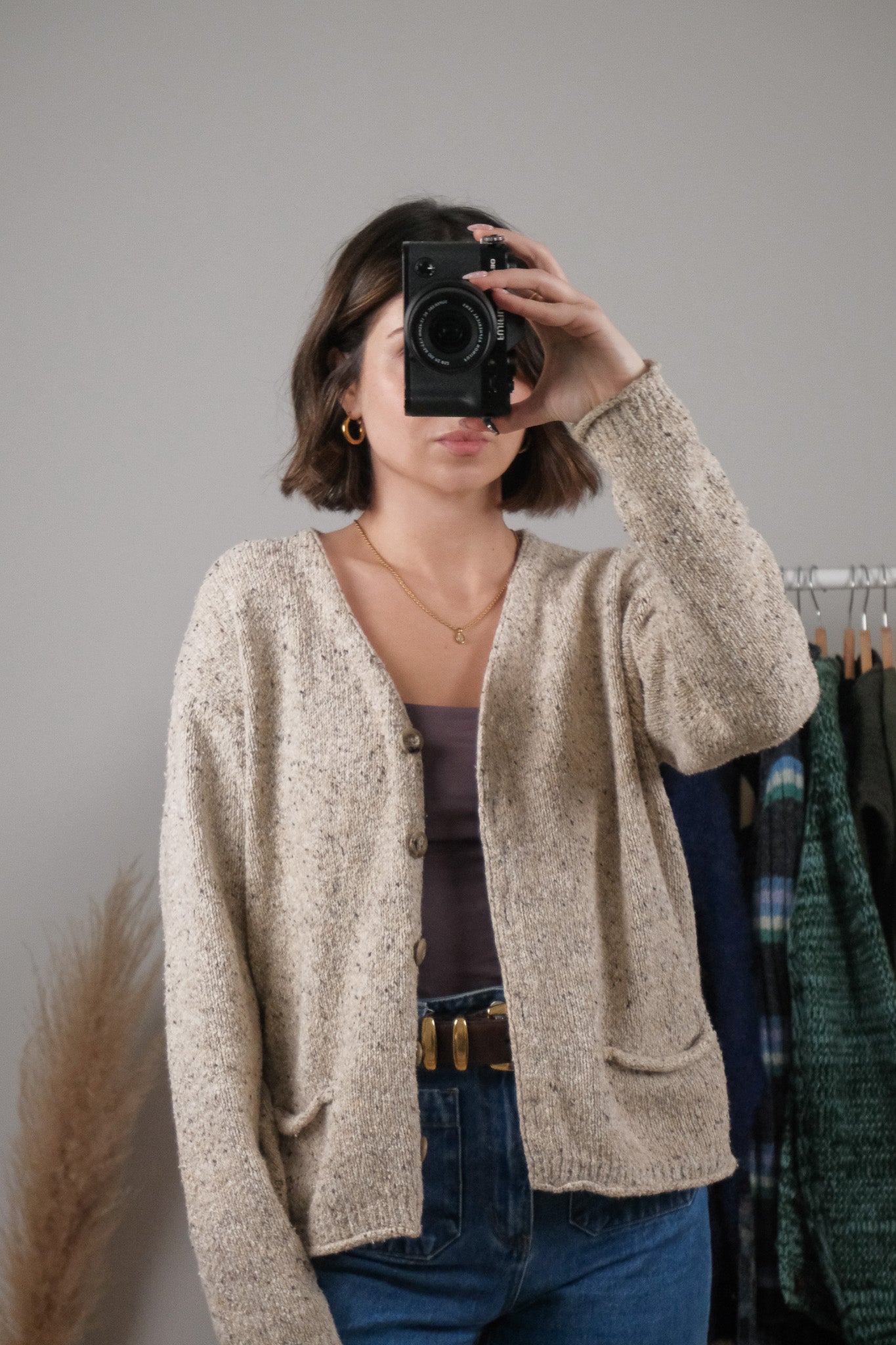 Vintage x Speckled Knit Cardigan (M)