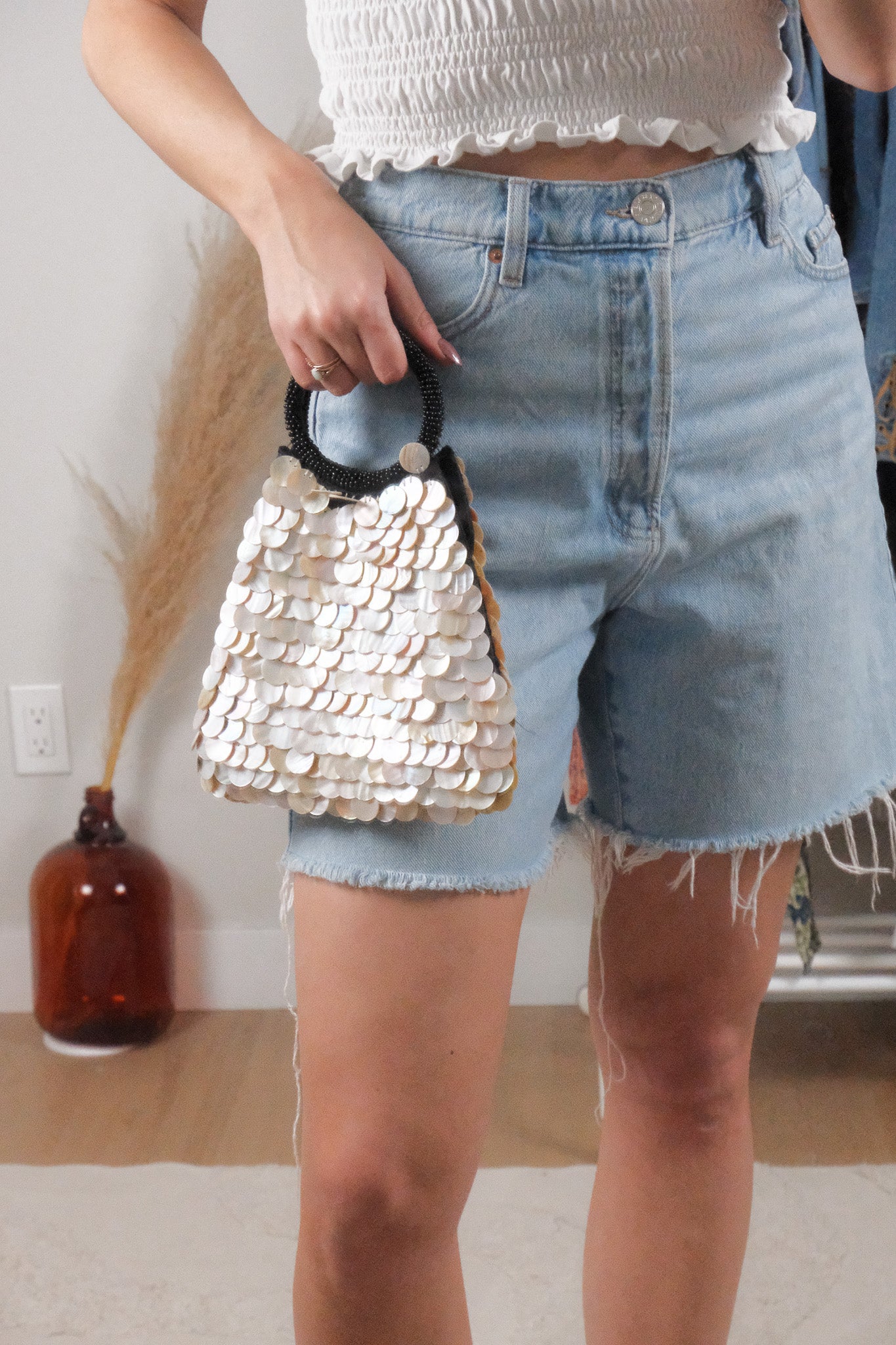 Vintage x Mother of Pearl Shell Beaded Handle Bag