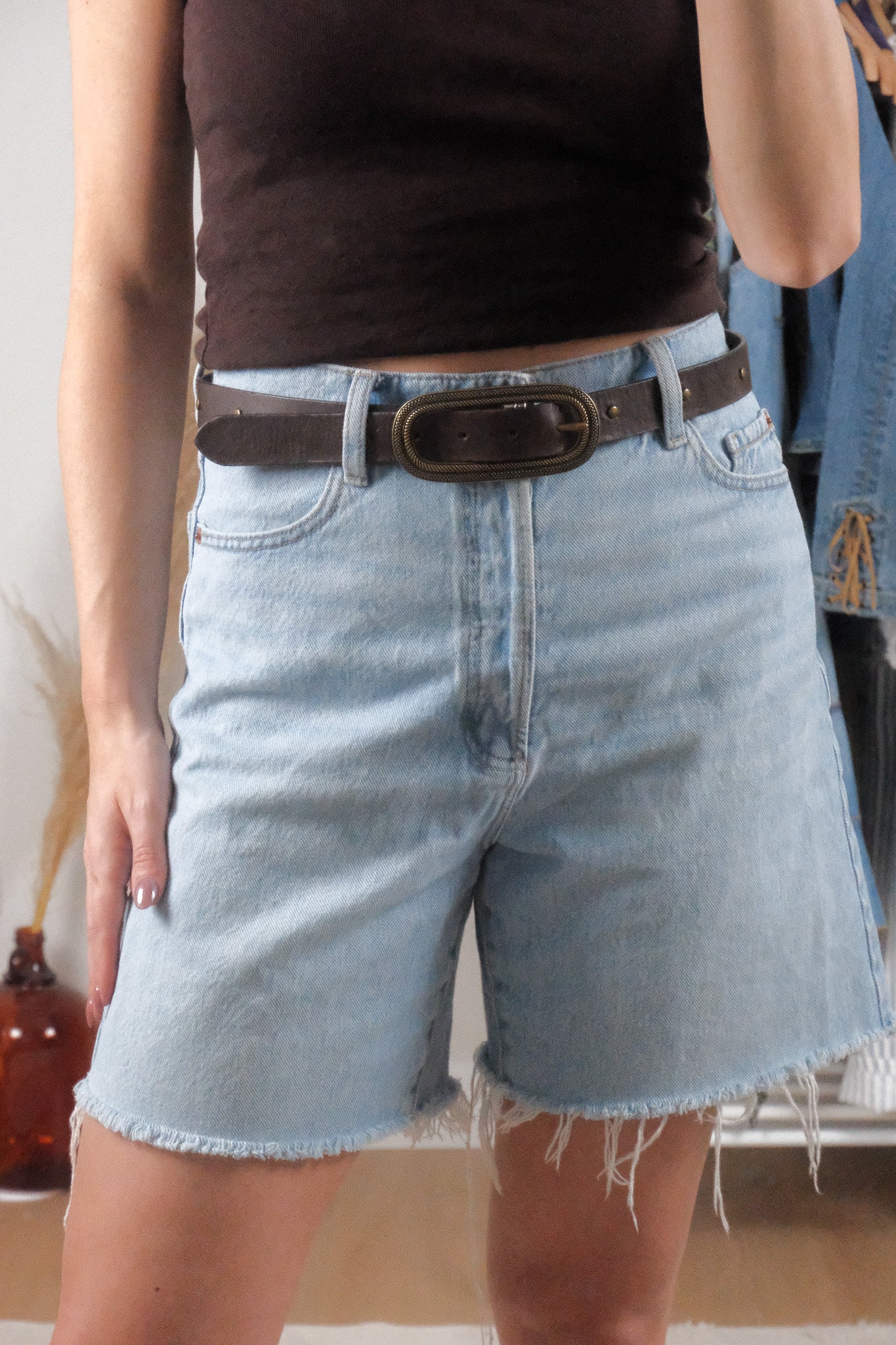Vintage x Leather Studded Belt (S)