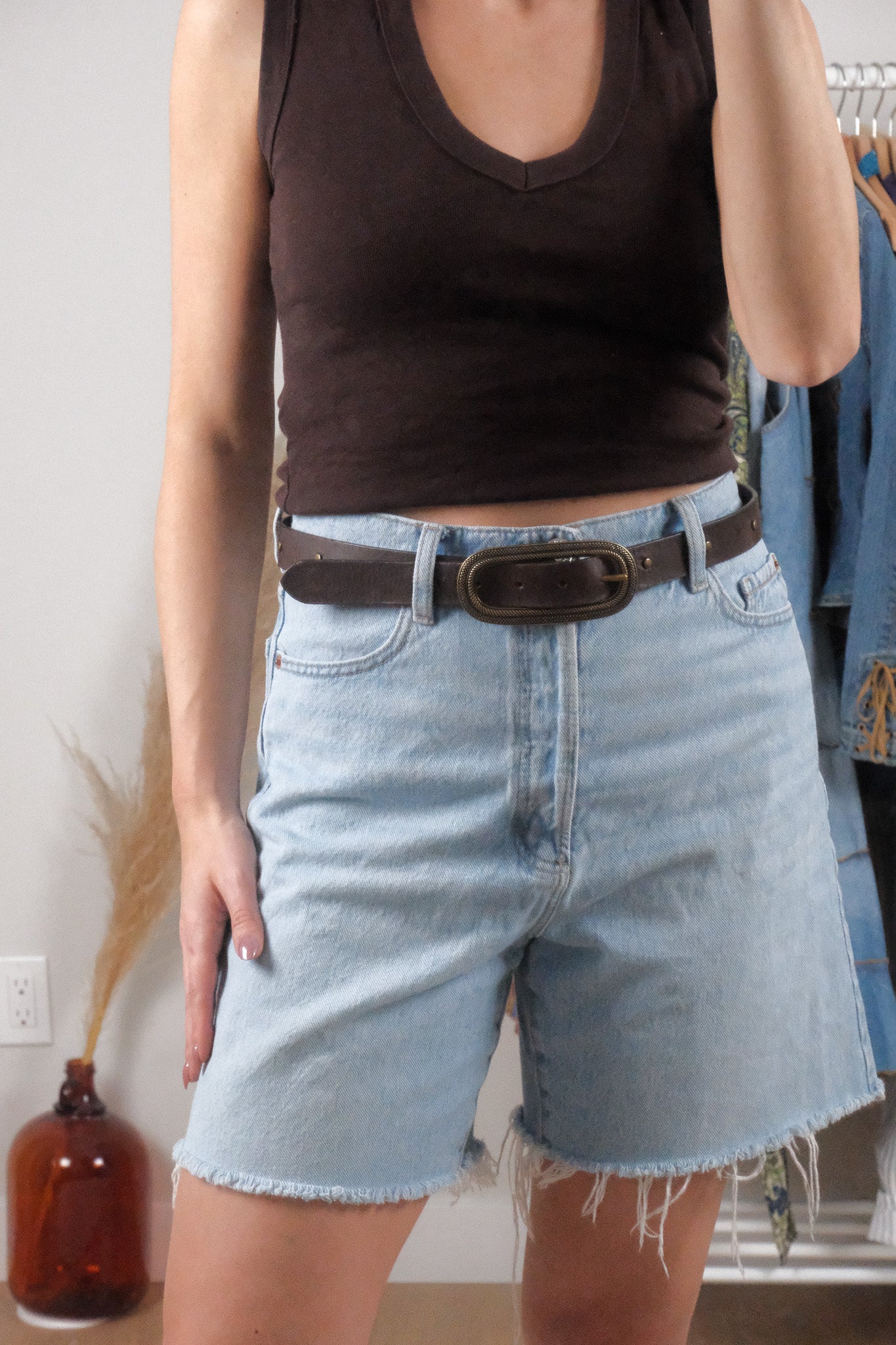 Vintage x Leather Studded Belt (S)