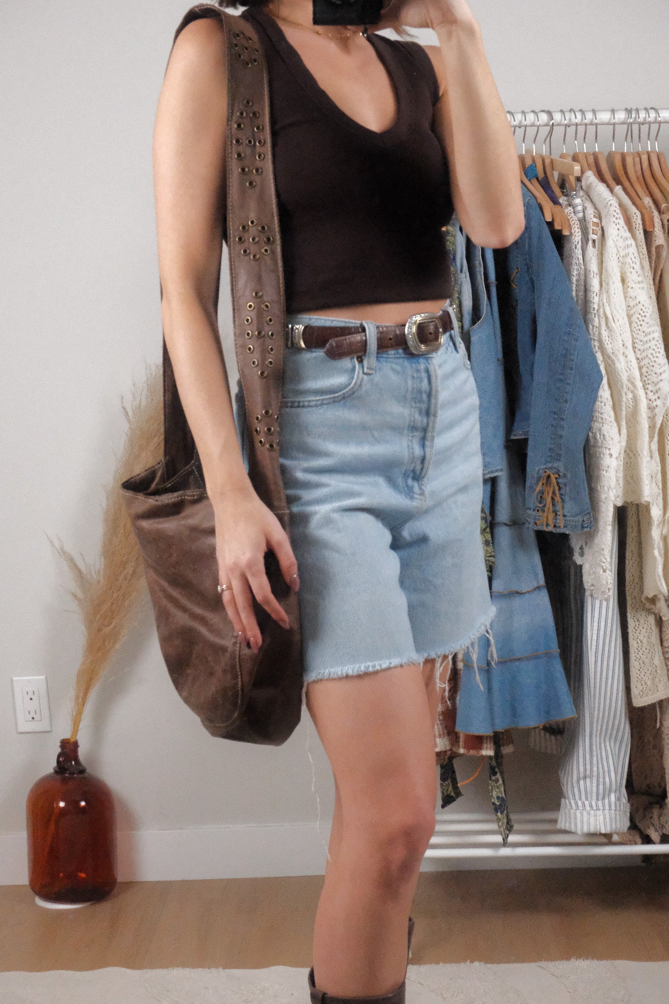 Roots x Leather Studded Crossbody Bag