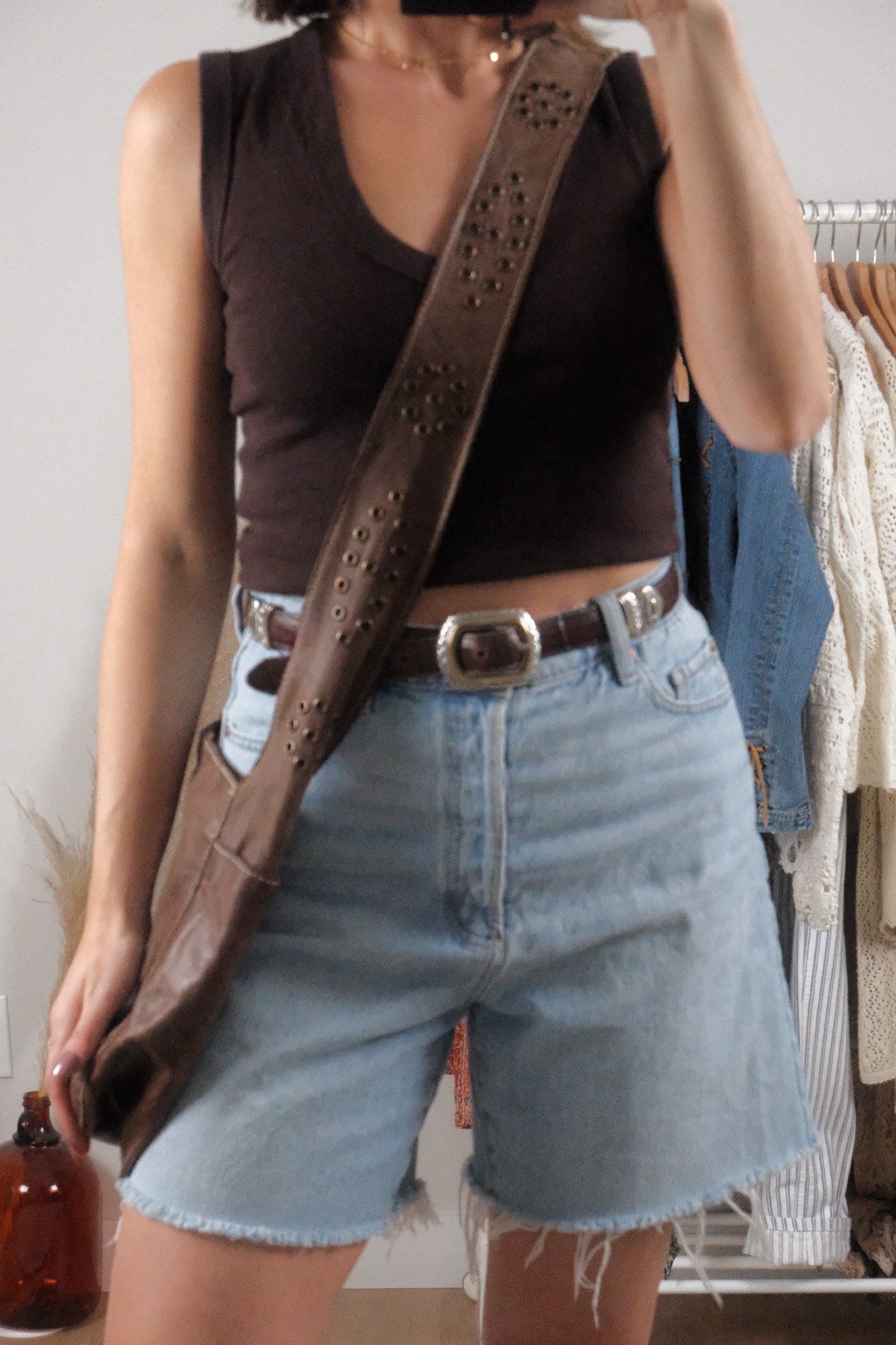 Roots x Leather Studded Crossbody Bag