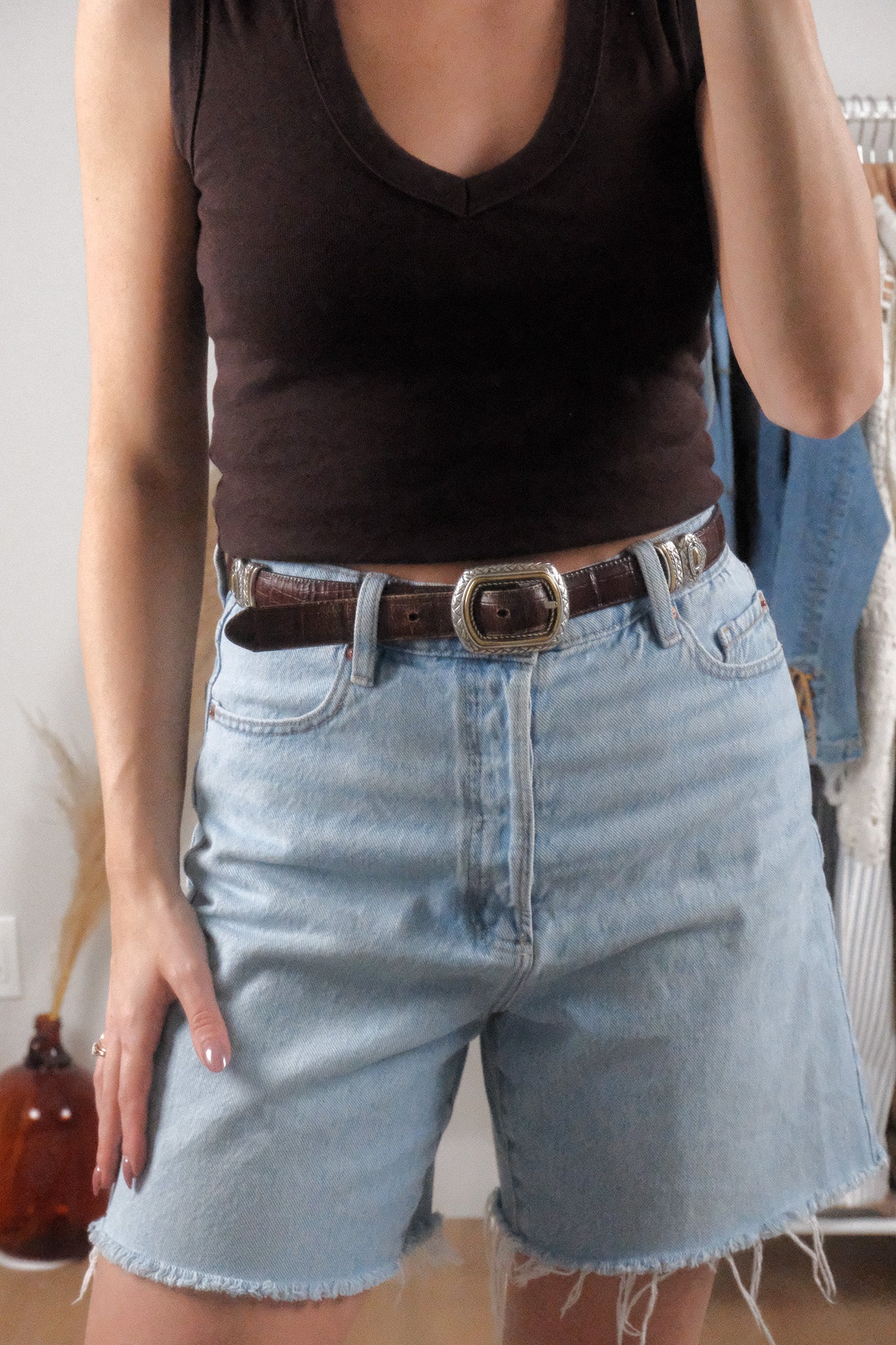 Vintage x Leather Reversible Brown/Black Belt (M)