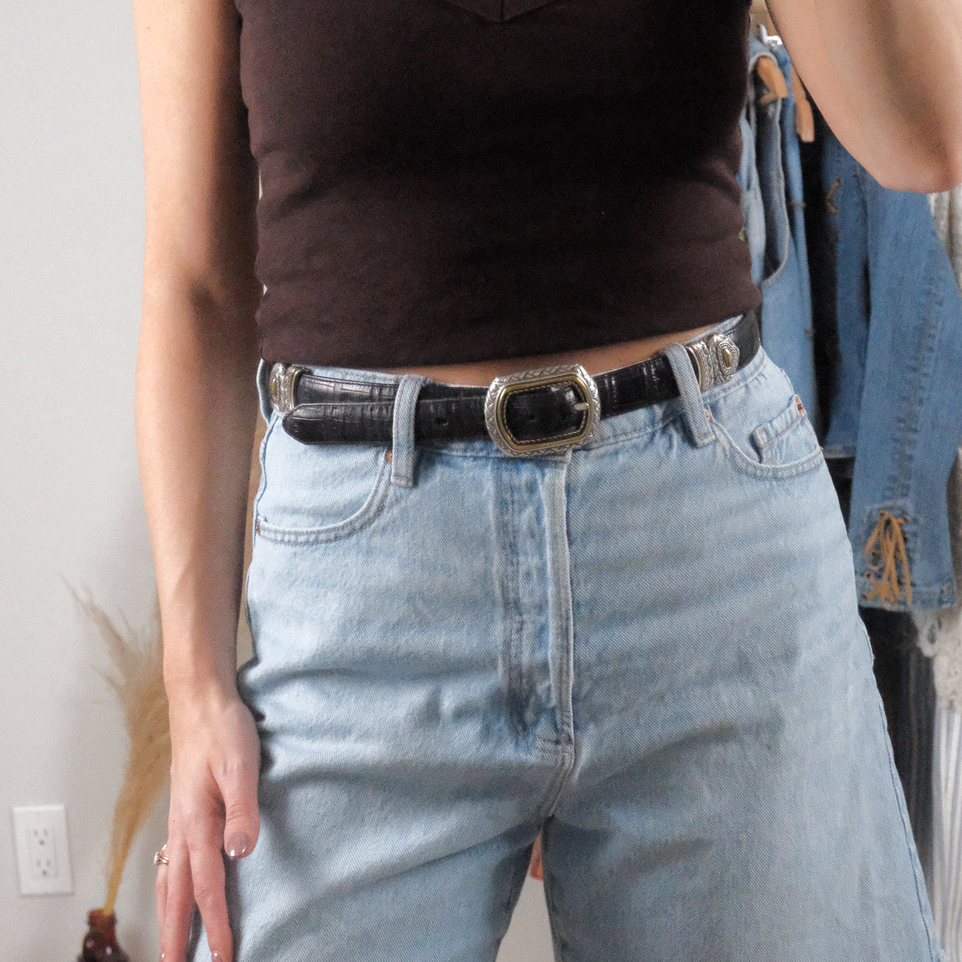 Vintage x Leather Reversible Brown/Black Belt (M)