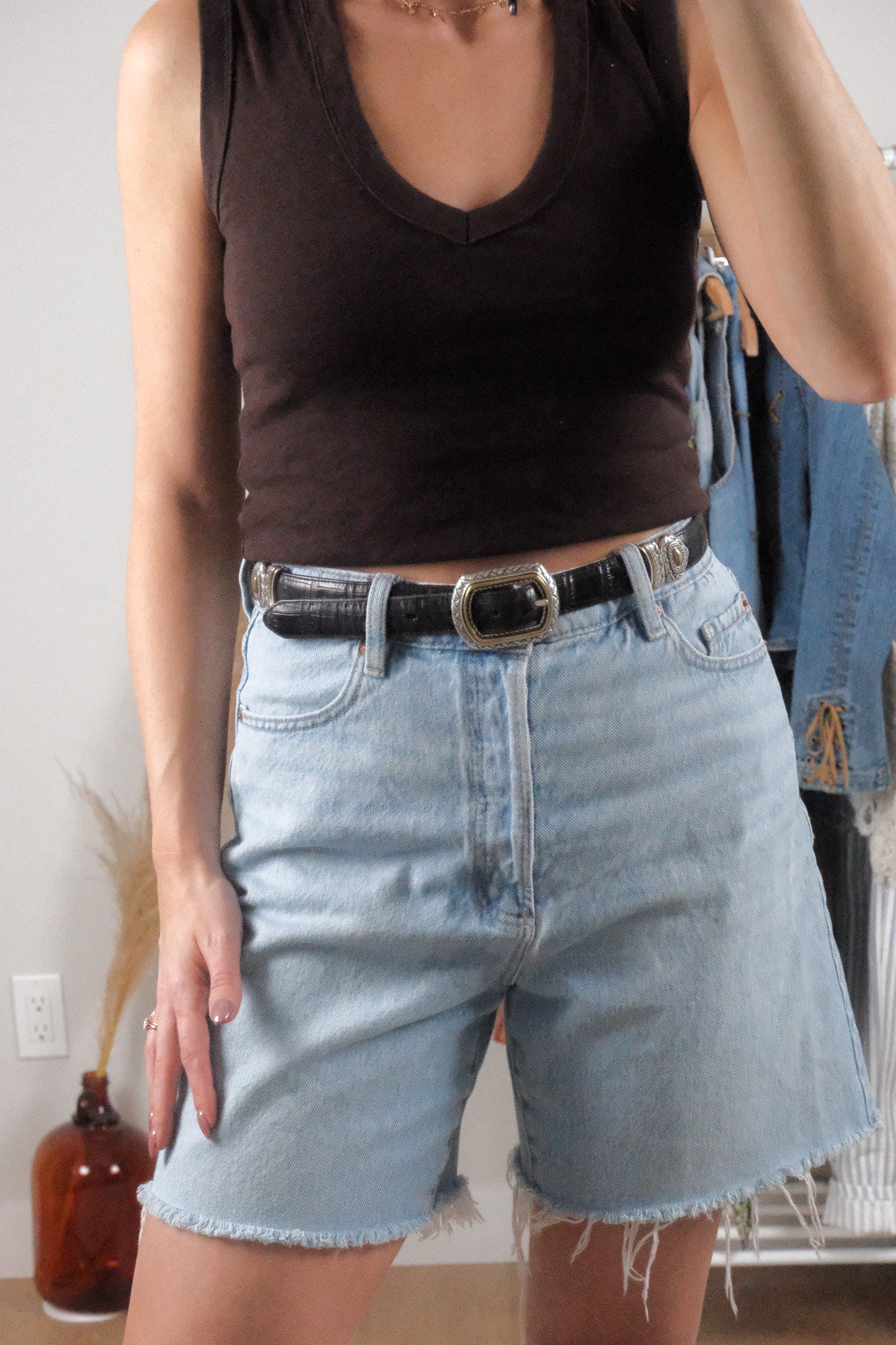 Vintage x Leather Reversible Brown/Black Belt (M)