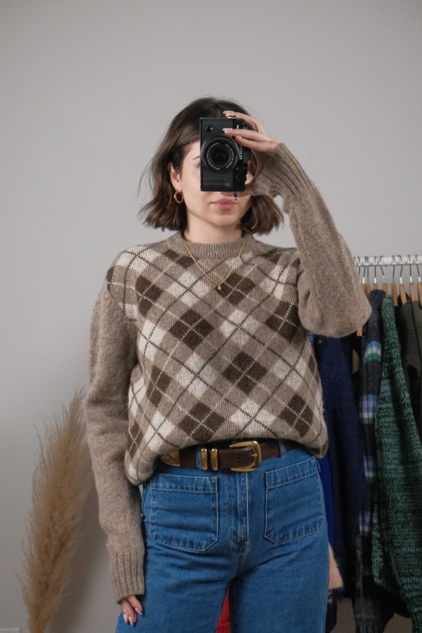 Vintage x Shetland Wool Argyle Sweater (M)
