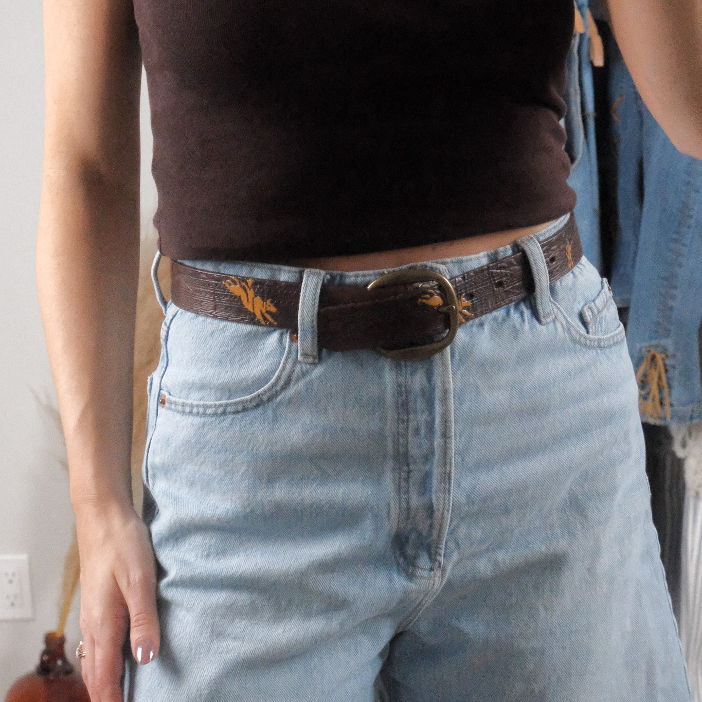Vintage x Nocona x Leather Textured Cowboy Belt (XS-S)
