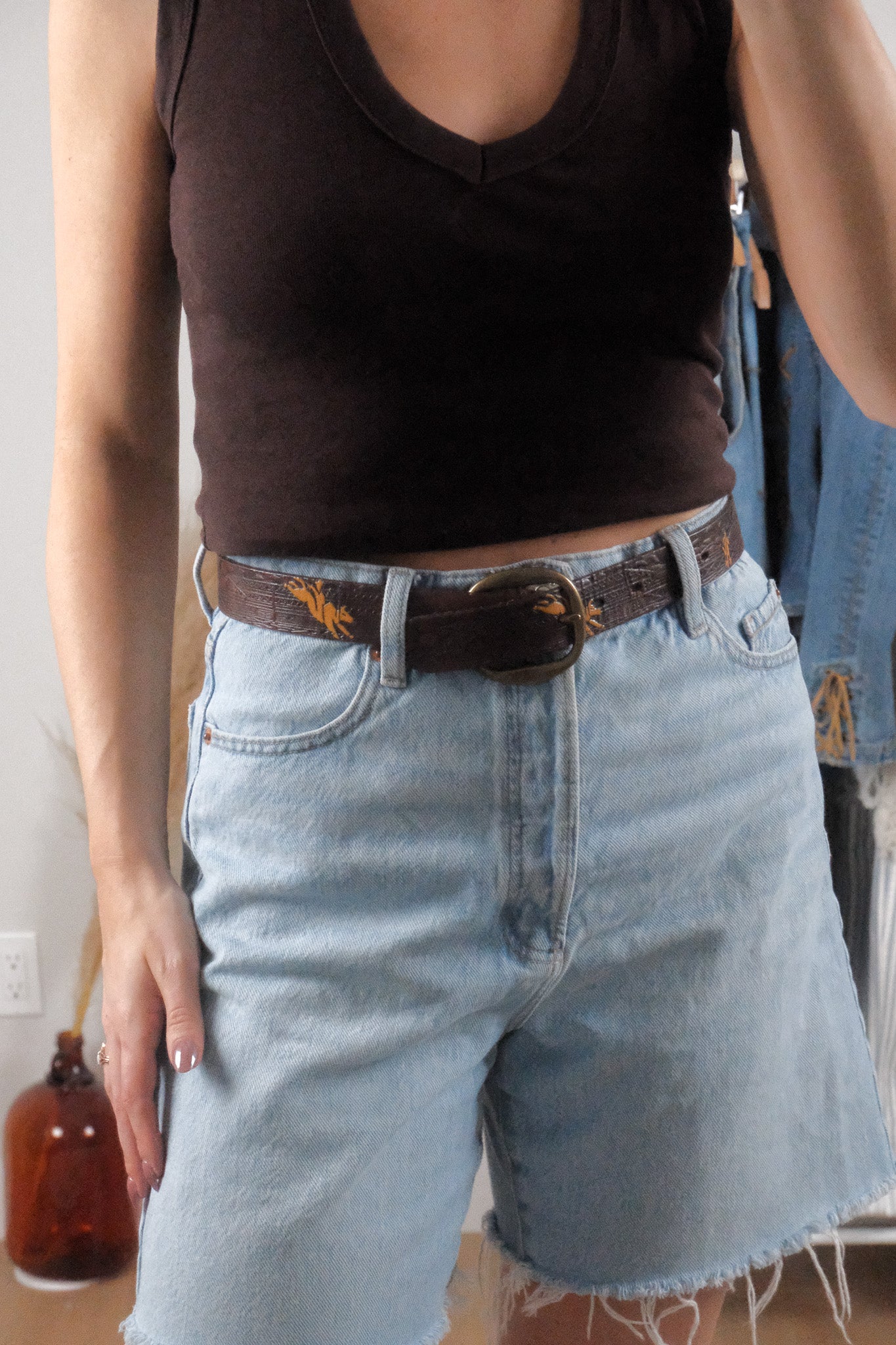 Vintage x Nocona x Leather Textured Cowboy Belt (XS-S)