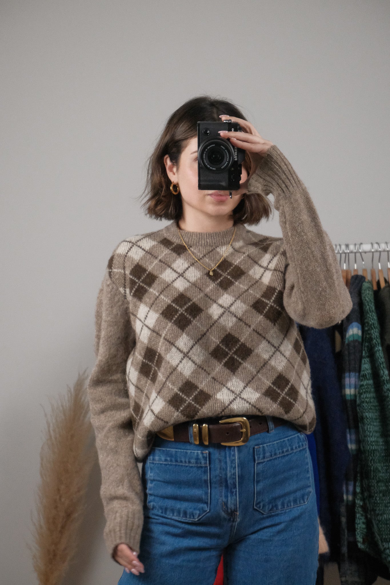 Vintage x Shetland Wool Argyle Sweater (M)