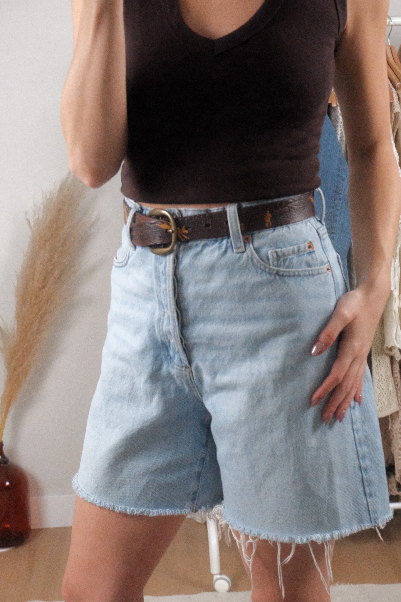 Vintage x Nocona x Leather Textured Cowboy Belt (XS-S)