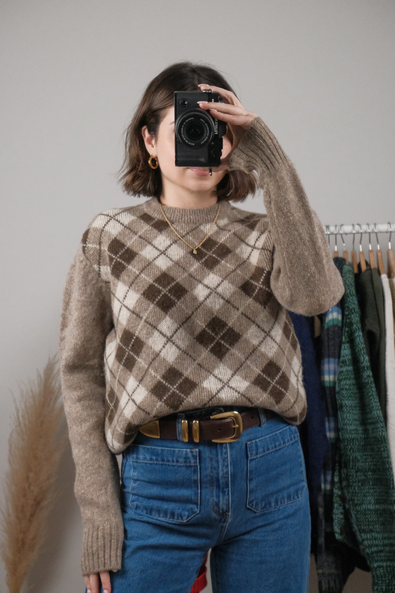 Vintage x Shetland Wool Argyle Sweater (M)
